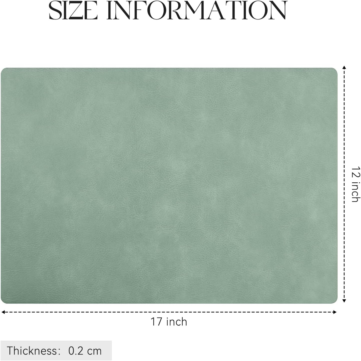 MOSAYT Vinyl Placemats Set of 12-12 X 17 Inch - Faux Leather 100% Waterproof Oil-Proof Wipeable PU Place Mats, Heat