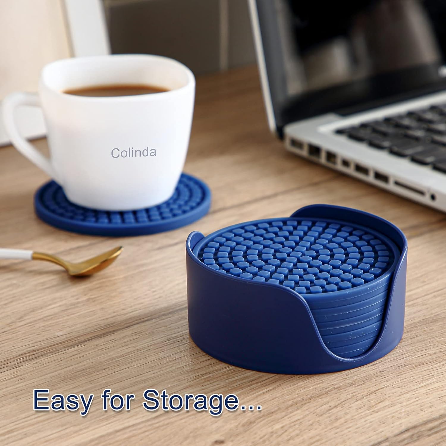 Holder / Silicone Drink Coasters / Turquoise / Set of 6