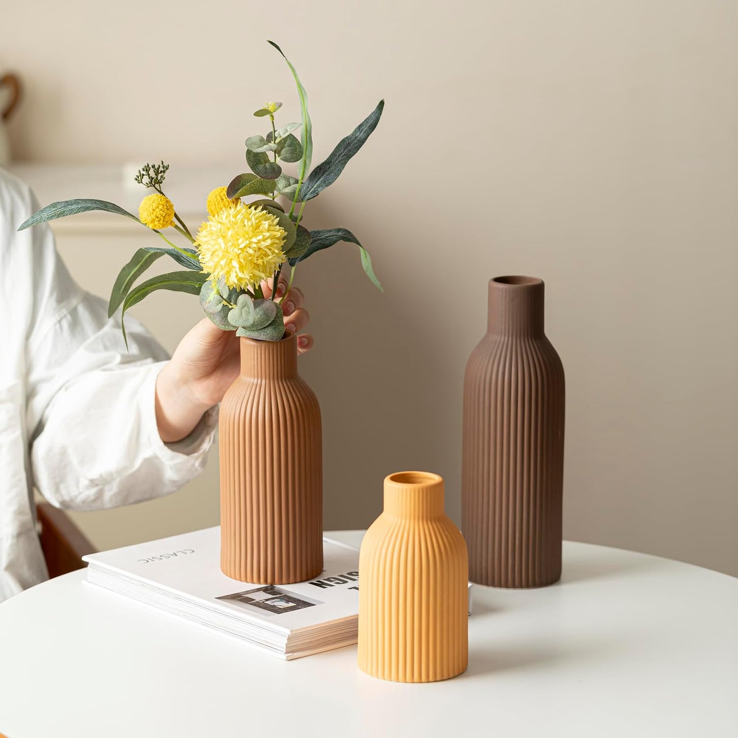 Modern Ceramic Vases / Coffee Mix / Set of 3