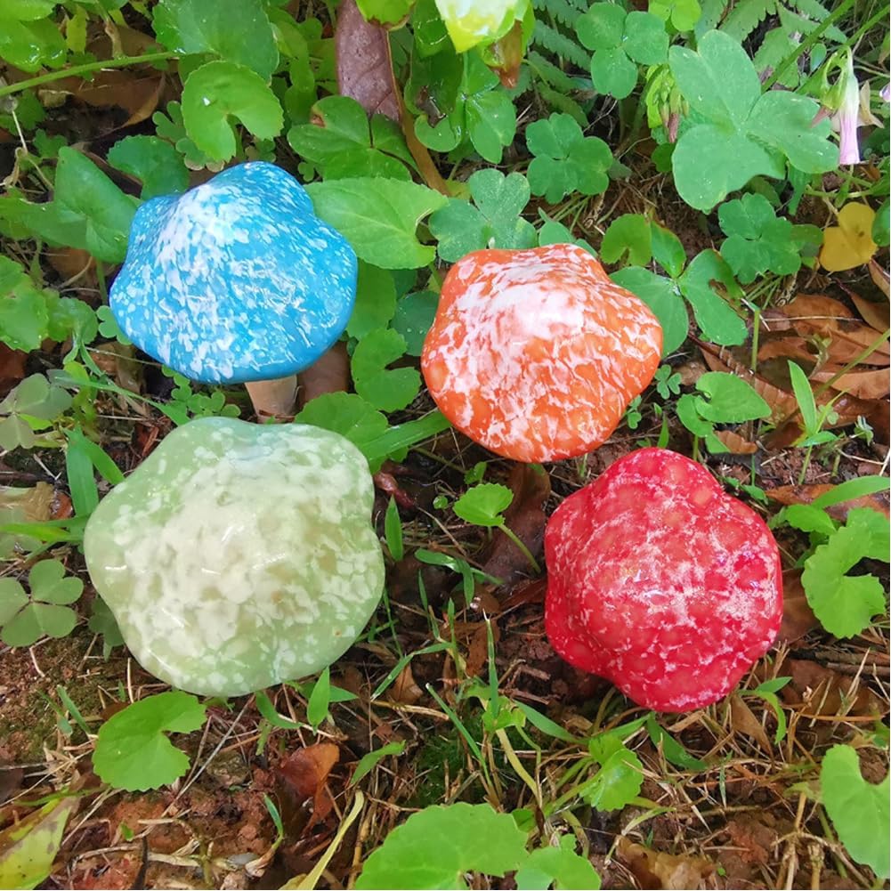 Ceramic Mushrooms / Mushroom-brown / Set of 6