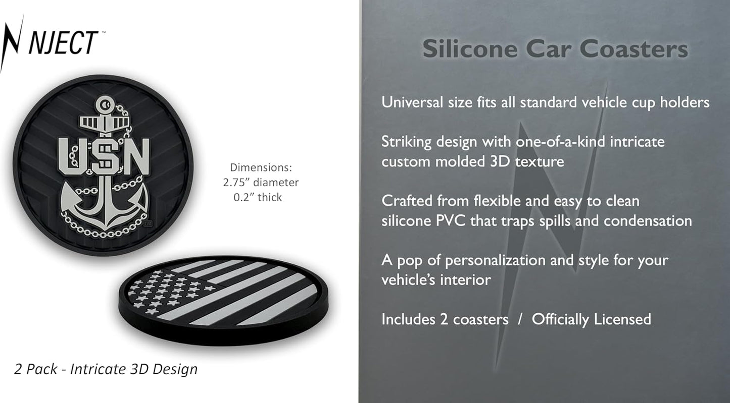 Officially Licensed US Navy Anchor & Inverted American Flag Automotive 3D Textured / Navy & Flag