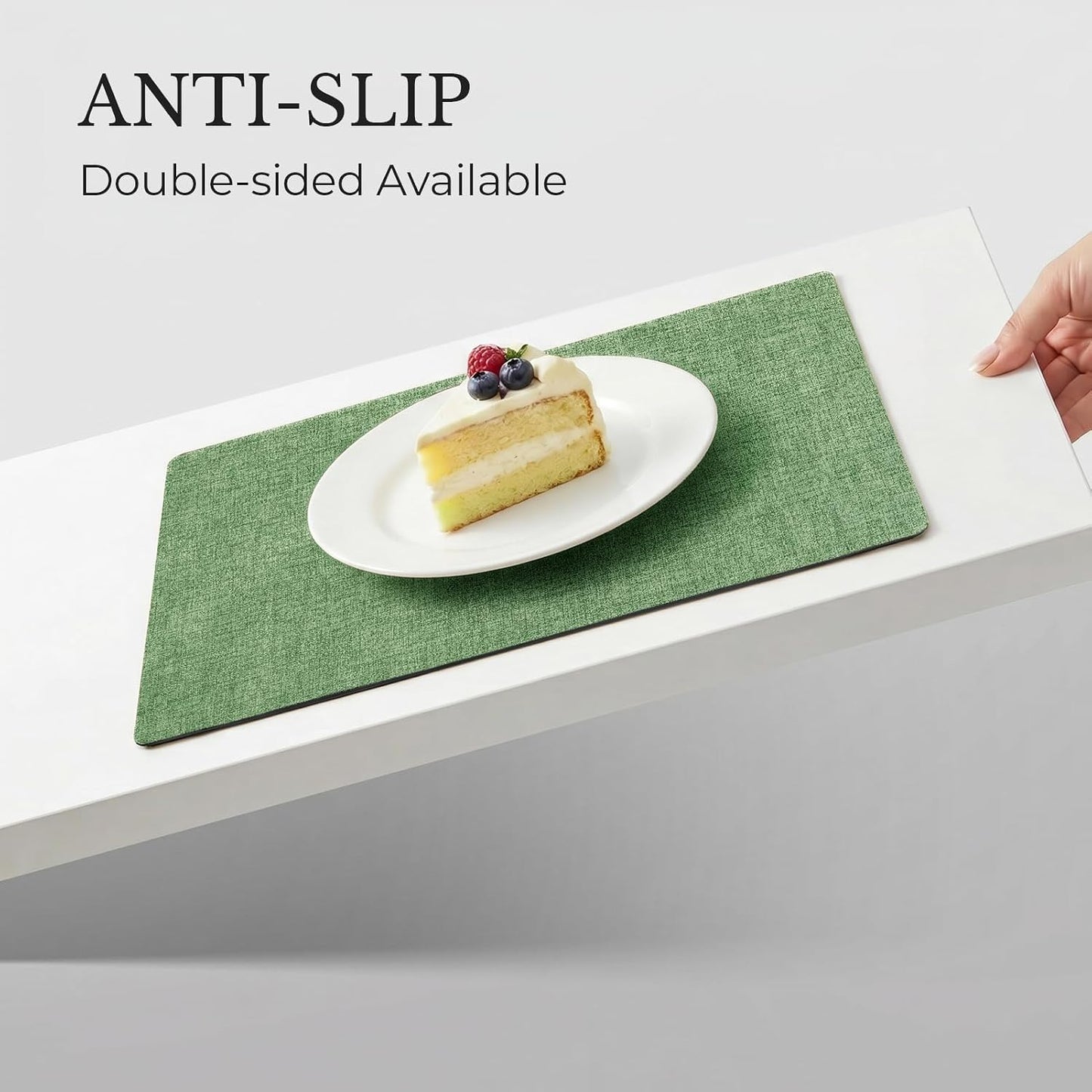 Romanstile Vinyl Placemats Set of 8, Reversible Faux Leather Heat Resistant Wipeable Table Mats, Waterproof Washable