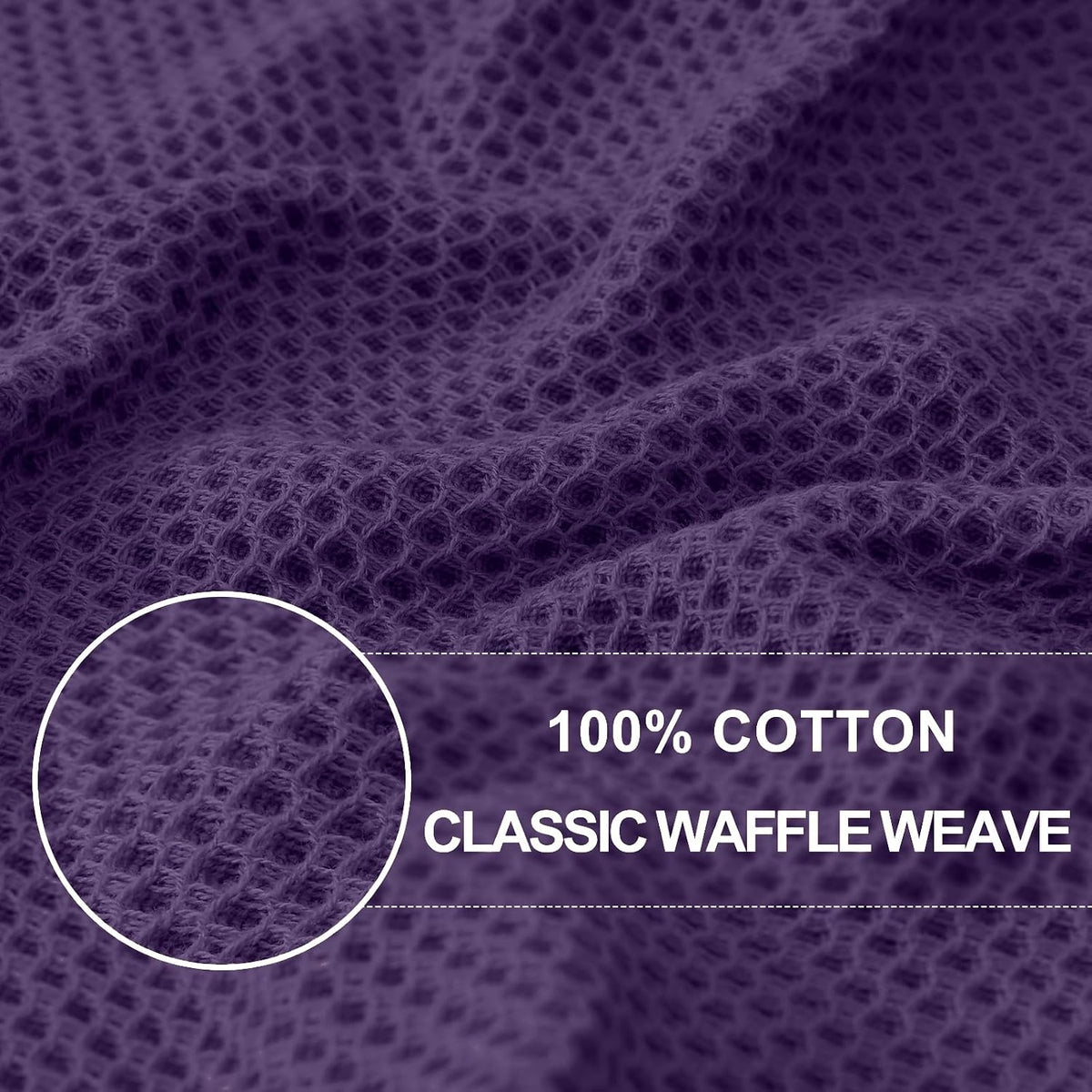 Homaxy 100% Cotton Waffle Weave Kitchen Dish Towels 12-Pack, Eggplant | 13 x 28 Inches, Ultra Soft Absorbent Dish