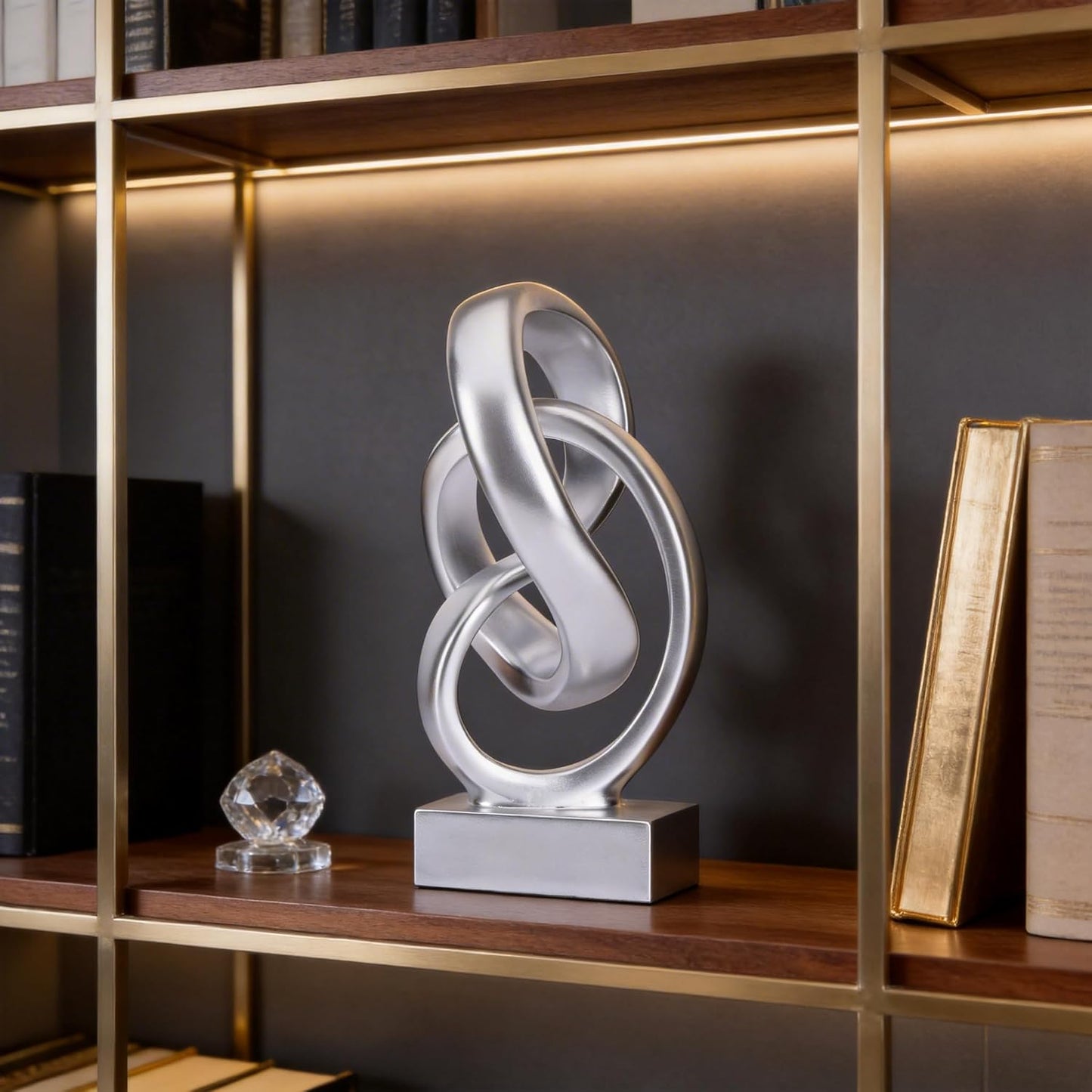 Modern Abstract Knot Sculpture / Silver