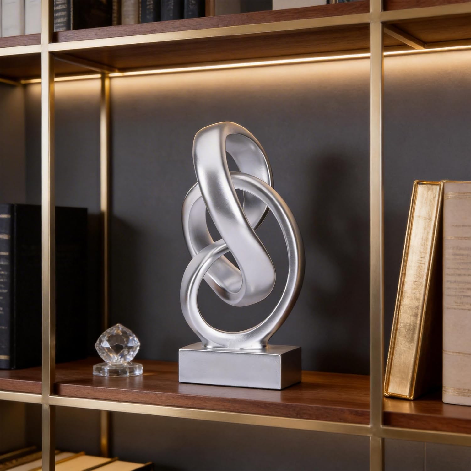 Modern Abstract Knot Sculpture / Silver