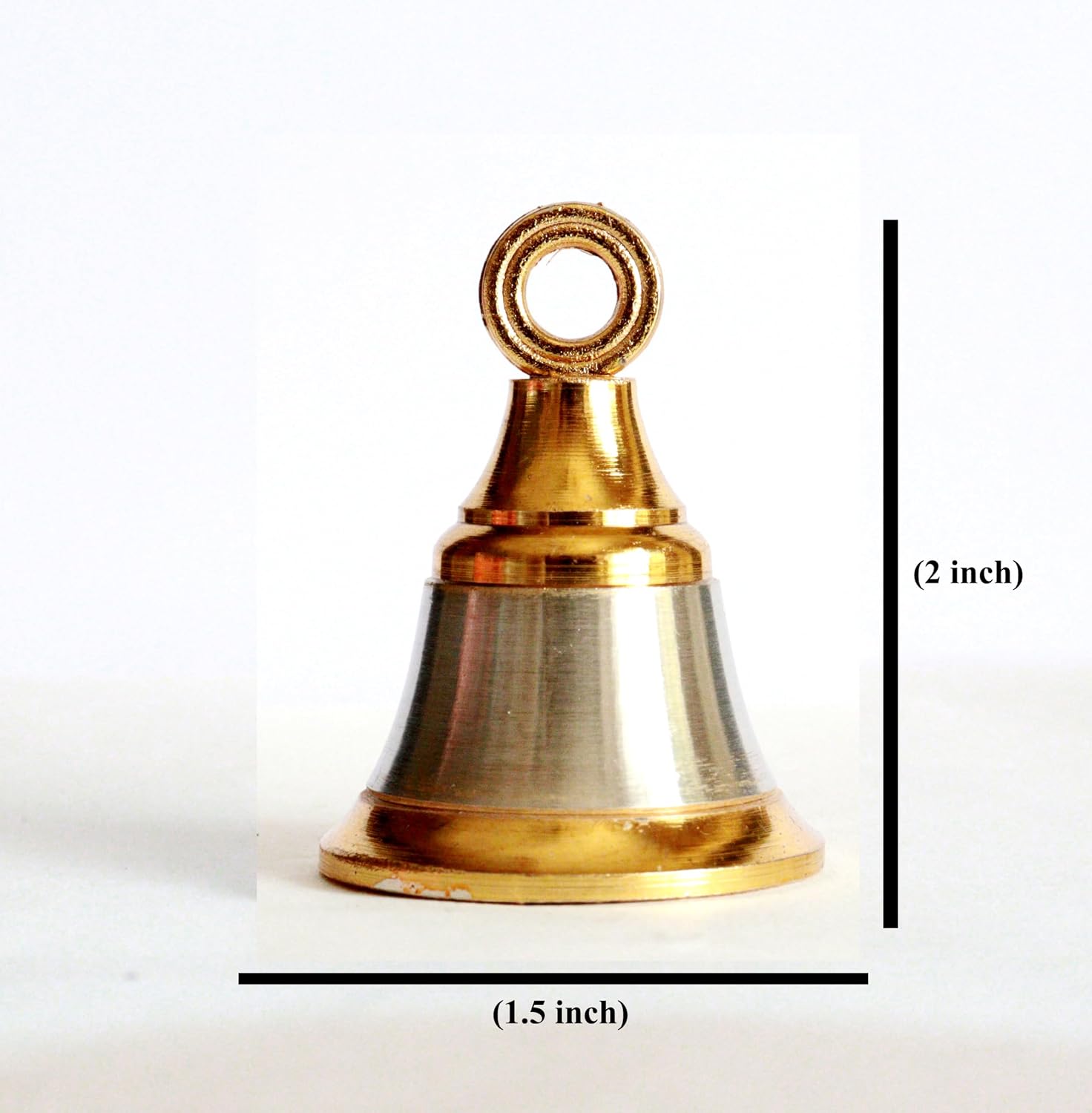 Solid Brass Pooja Bells with J Hook Home Decor Christmas Bell Wall Hanging Jingle Bells Ornaments New (24, Golden &