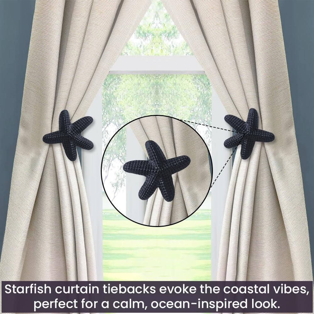 The Metal Magician Metal Nautical Starfish Curtain Holdback & Curtain Holder for Home, Bedroom & Office (Starfish