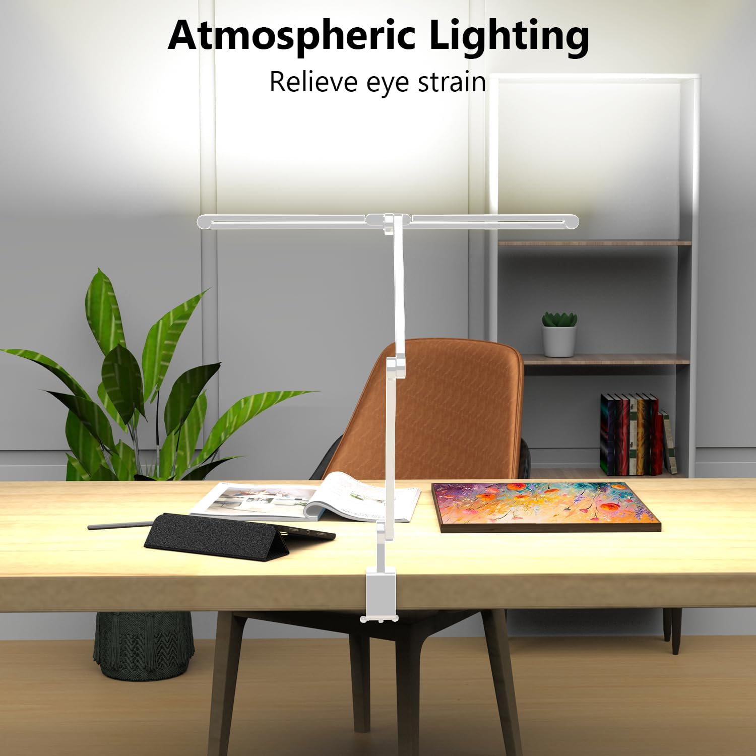 36W Ultra Bright Architect Desk Lamp with Clamp, Tall Overhead Rotatable Led Desk Light for Home Office, 47Inch Long