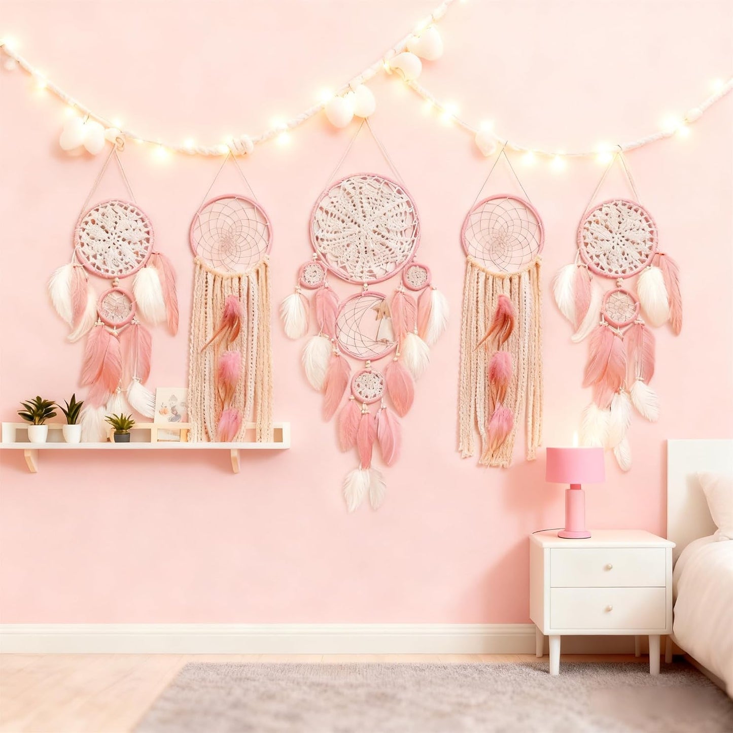 Large Boho Dream Catcher / Pink