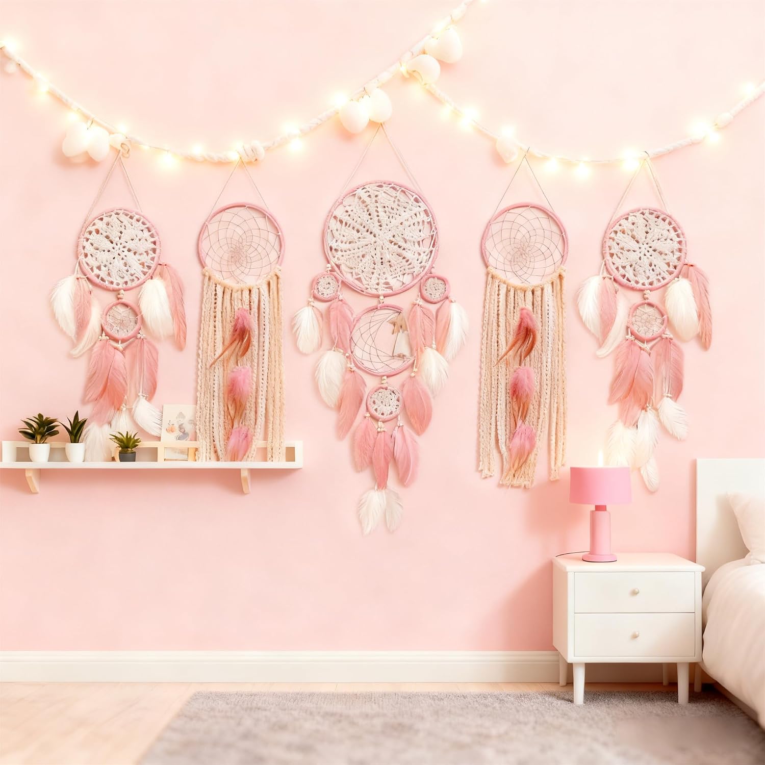 Large Boho Dream Catcher / Pink