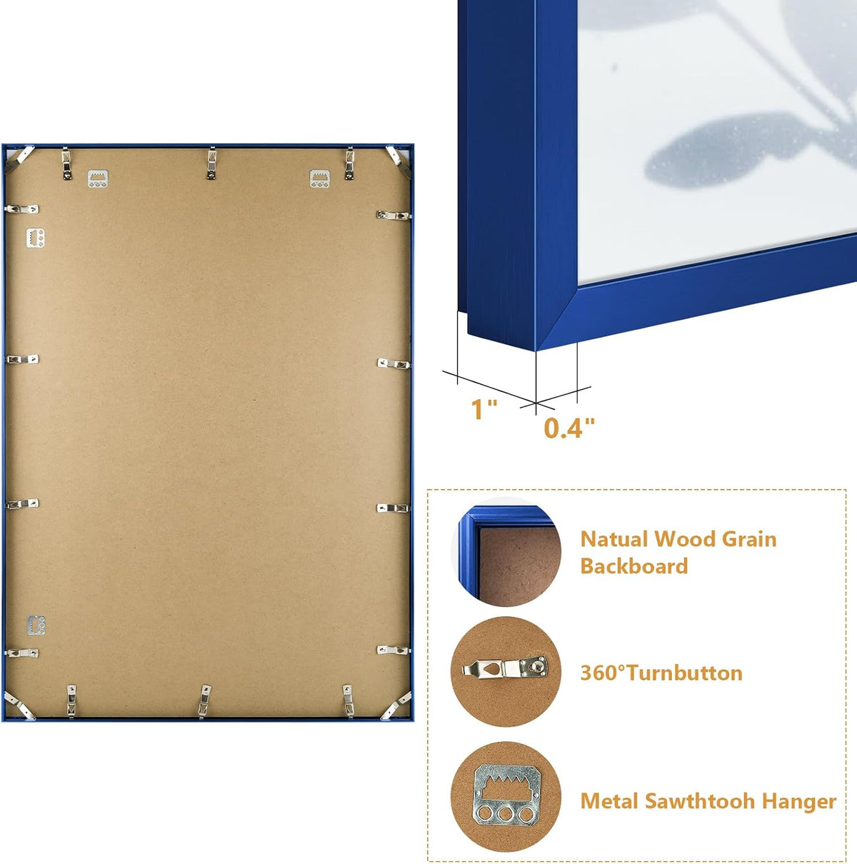 Golden State Art A1 Aluminum Poster Frame Acrylic Front Blue | Metal Thin Frames for 23.4x33.1 Photo, Wall Hooks for