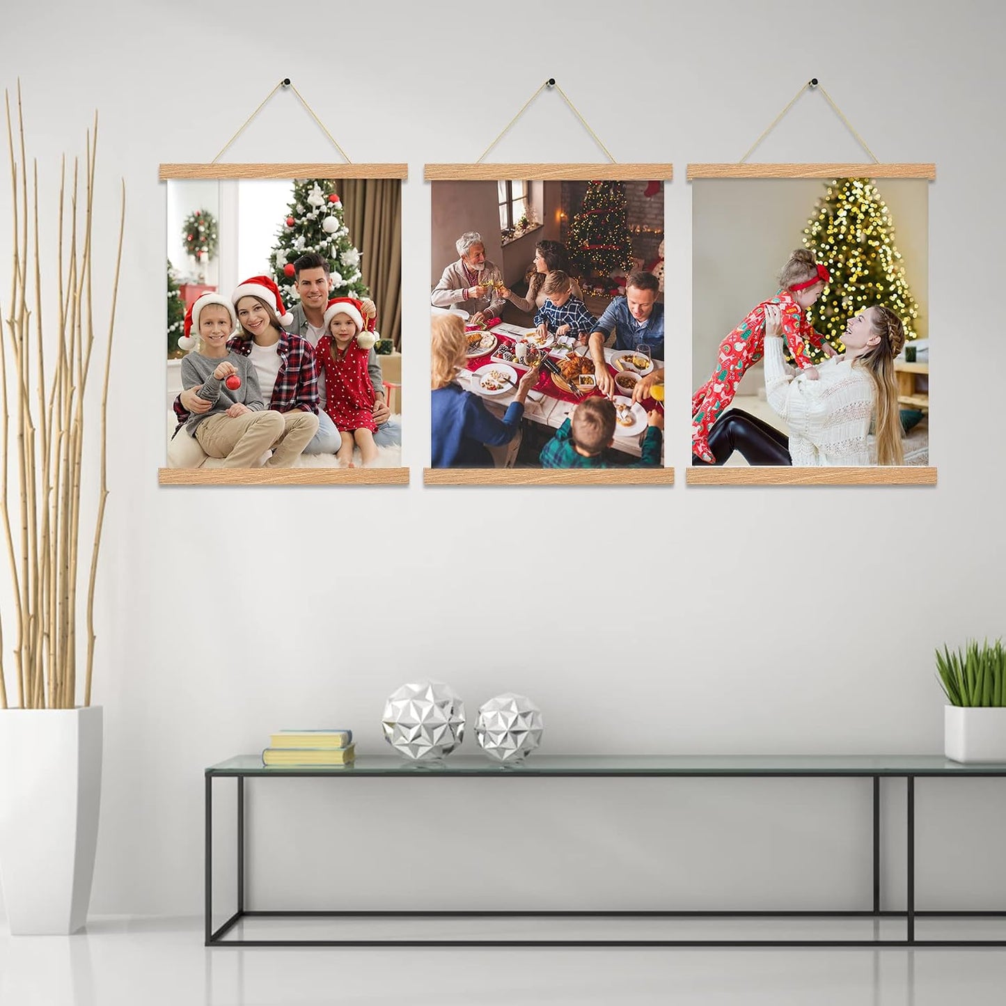 3 Pack Magnetic Poster Hanger Frame 18 inch Pine Color,18x24 18x12 18x28 Wood Magnet Frames Hanger for Photos Pictures
