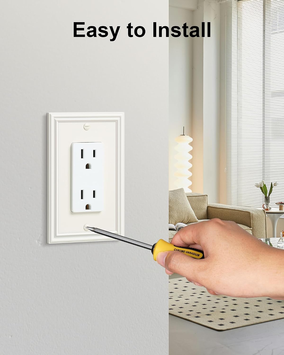 6-Pack Zinc Alloy Decorator Outlet Cover Plate, Solid Receptacle Cover | Decorative Switch Plates and Outlet Covers
