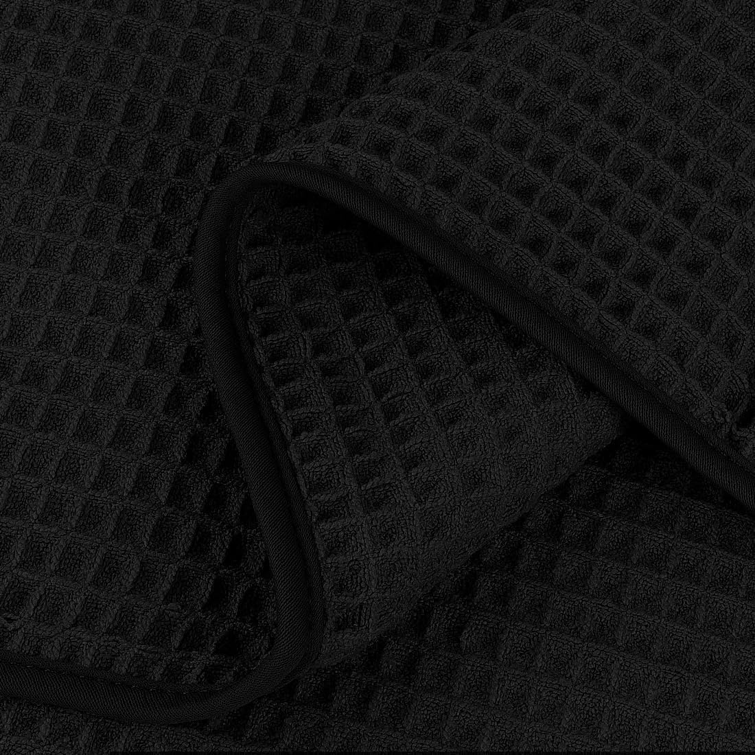 HOMEXCEL Black Waffle Bath Towels Set of 4 Pack, Waffle Towels for Bathroom | 400GSM Microfiber Waffle Bathroom Towel