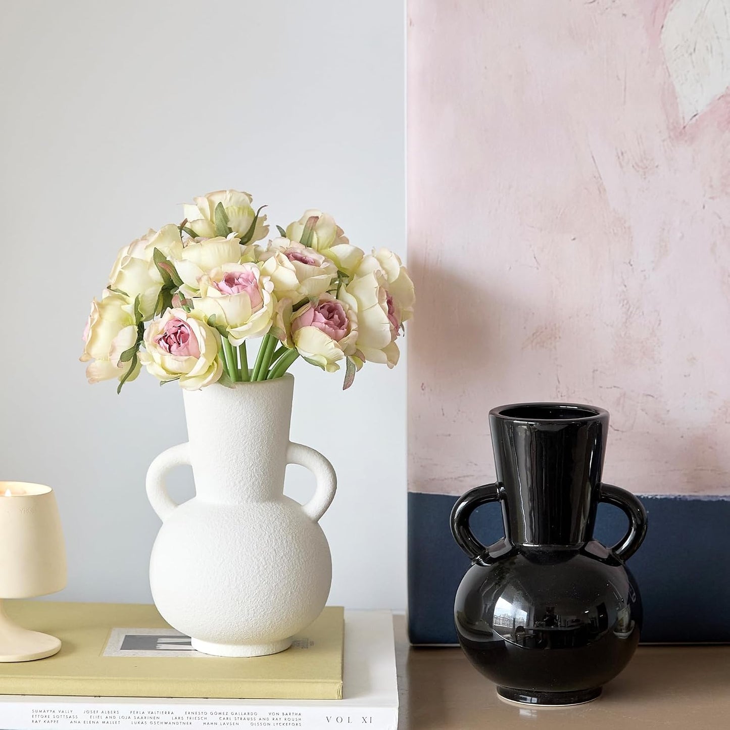 Ceramic Vase / Modern Flower Vase Decorative Vases for Bouquet / Vase-04 / White / 7 Inch