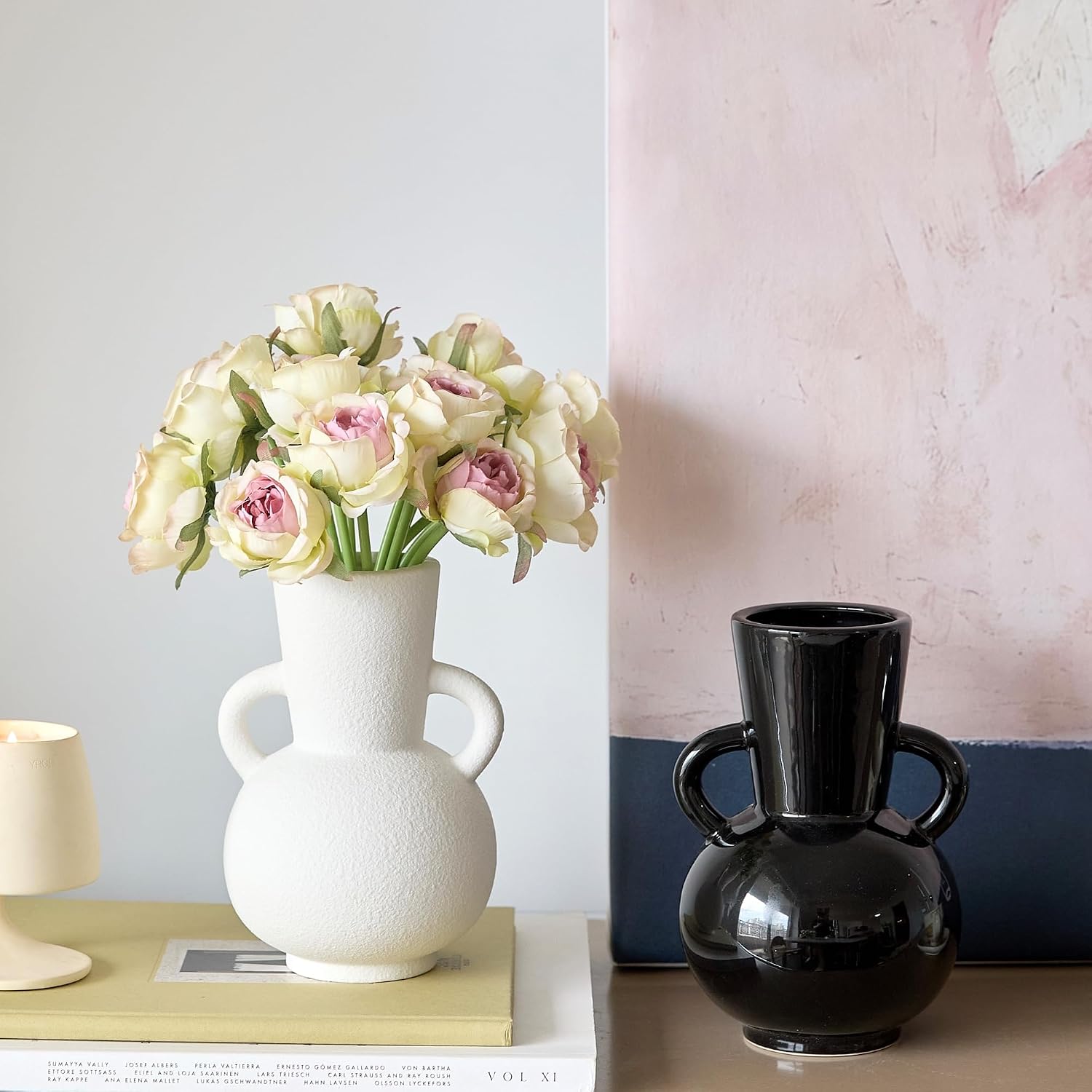 Ceramic Vase / Modern Flower Vase Decorative Vases for Bouquet / Vase-04 / White / 7 Inch