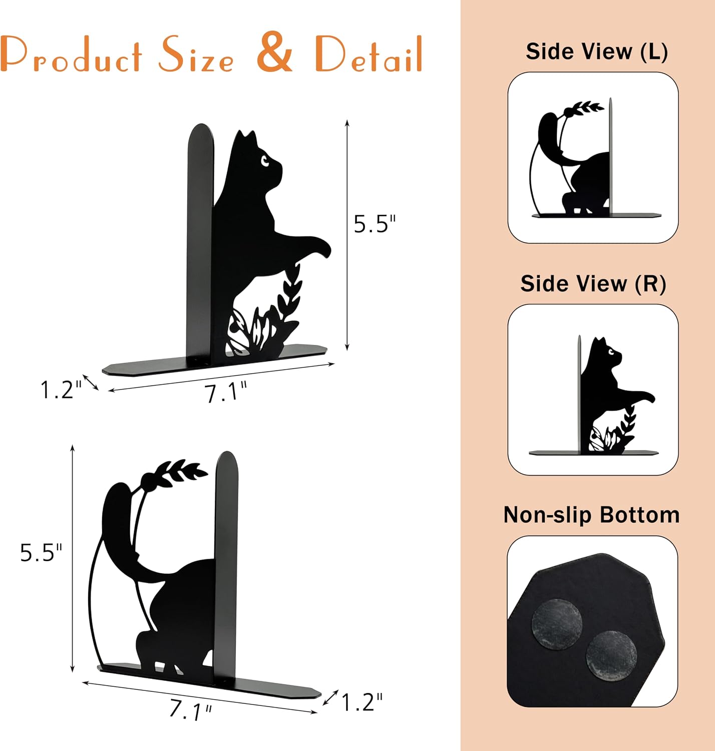 Moon Metal Bookends Cat Metal Book Ends