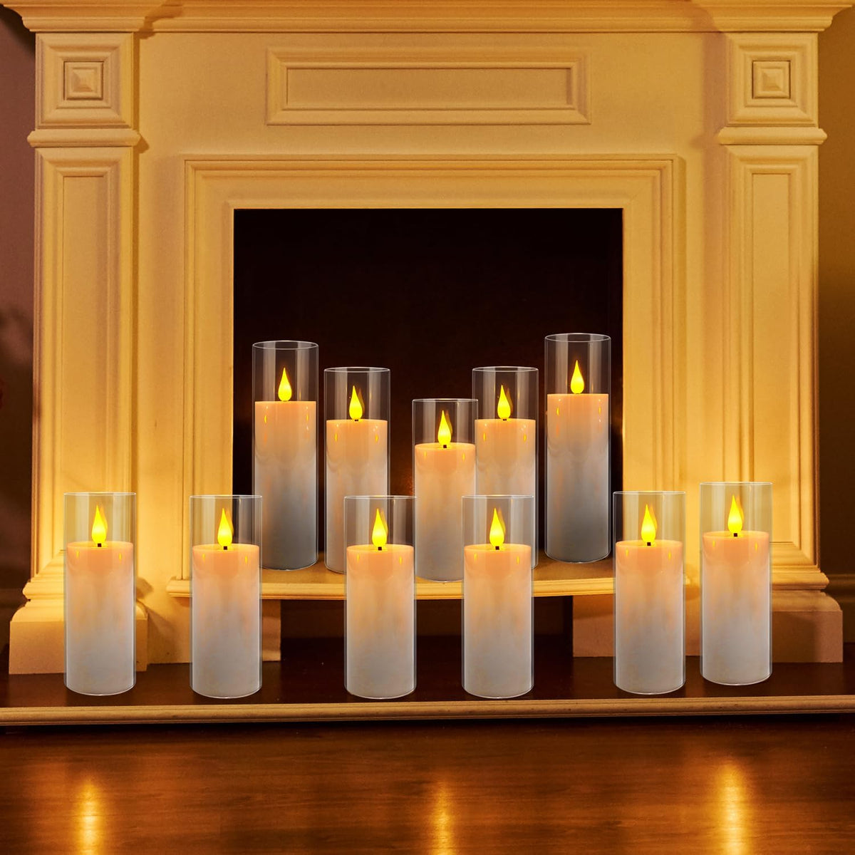 24 Pcs Acrylic LED Flameless Candles with 4 Remote,White,Flickering, Clear, Suitable for Wedding, Party, Home