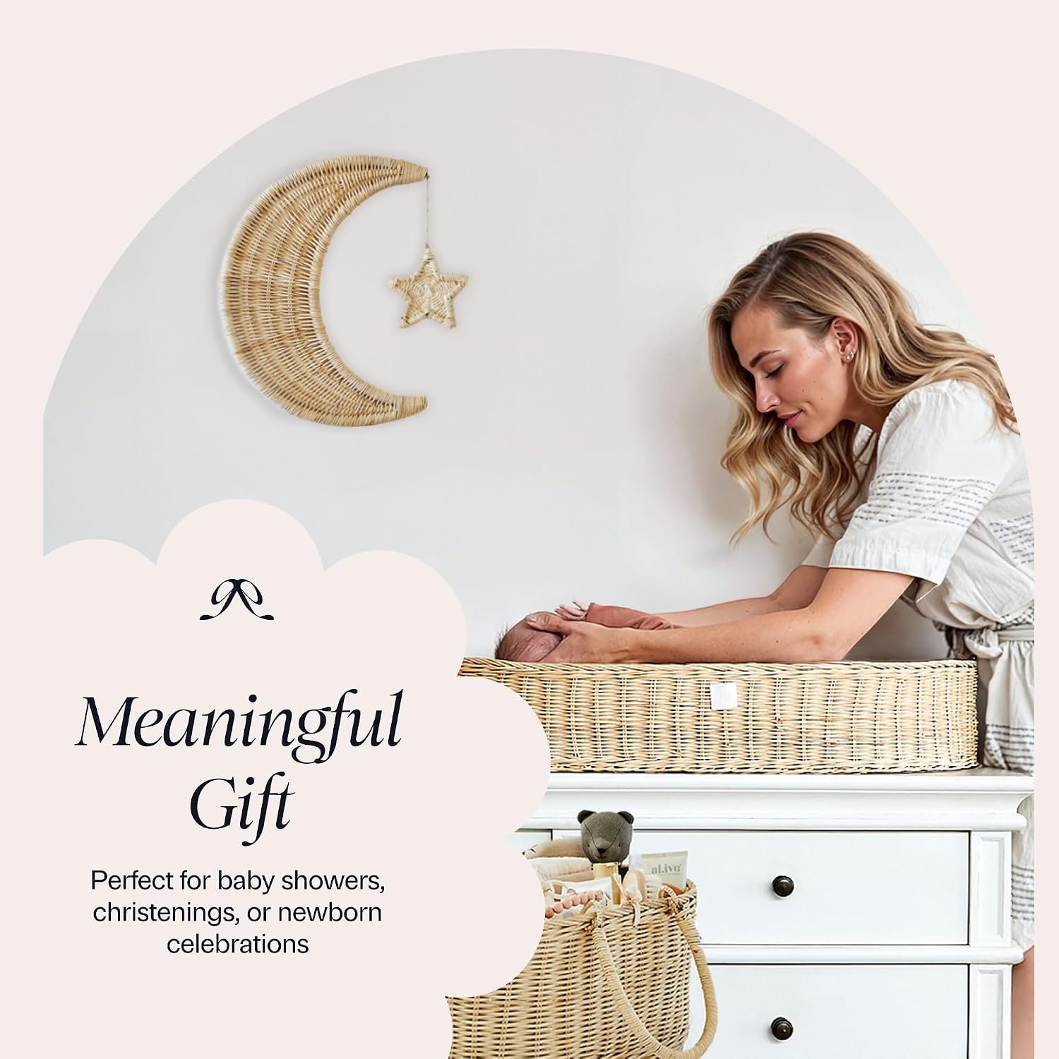 Handmade Rattan Moon Wall Decor / Natural