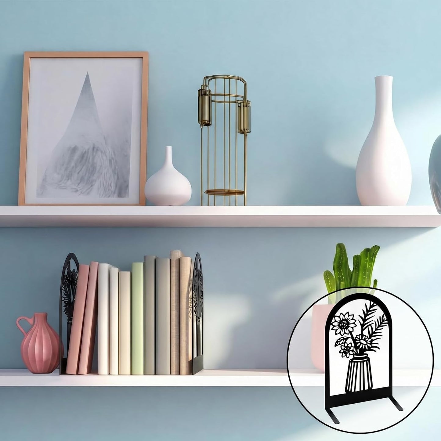 Metal Bookends / Black Modern / Set of 6