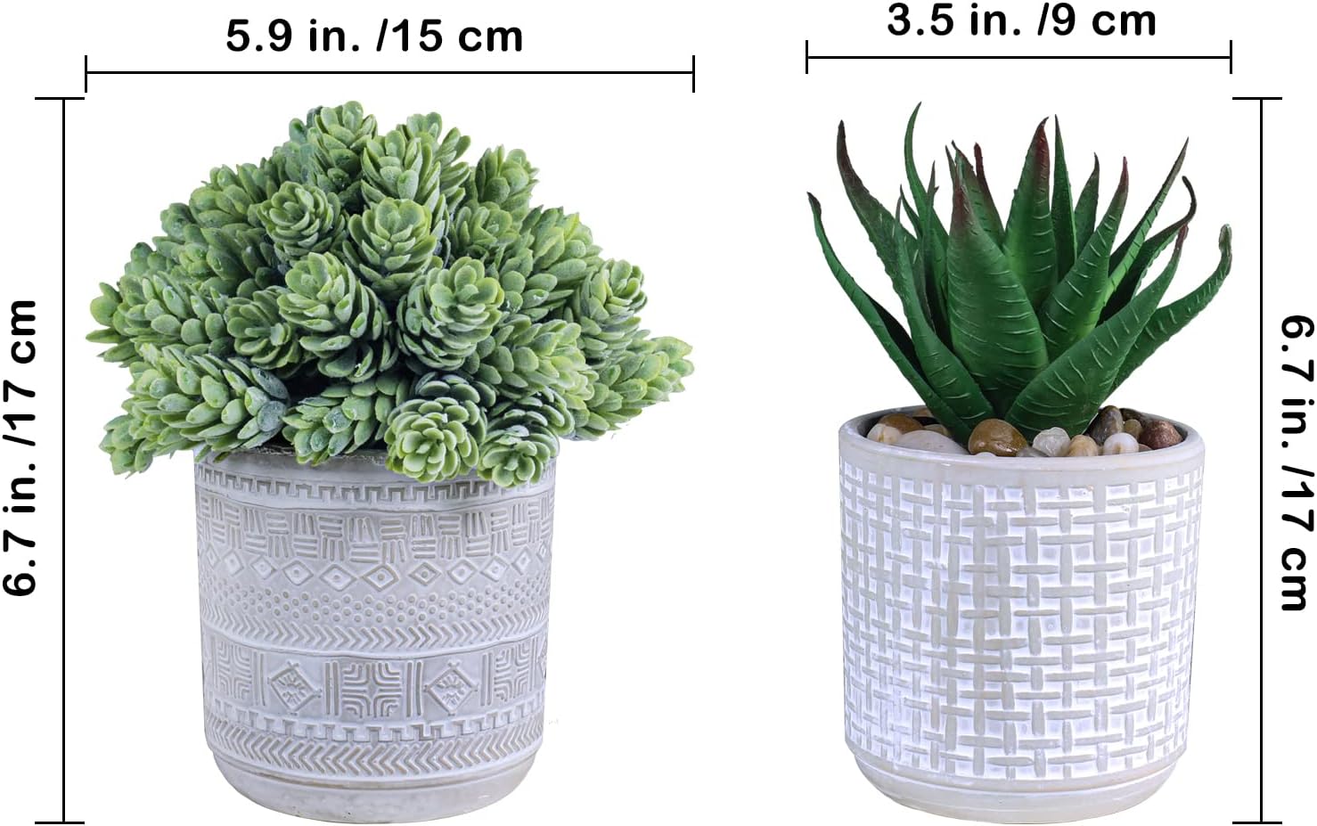 Assorted Small Potted Succulent Plants Fake Aloe String of Pearls Hops Succulents / Gray / Set of 3