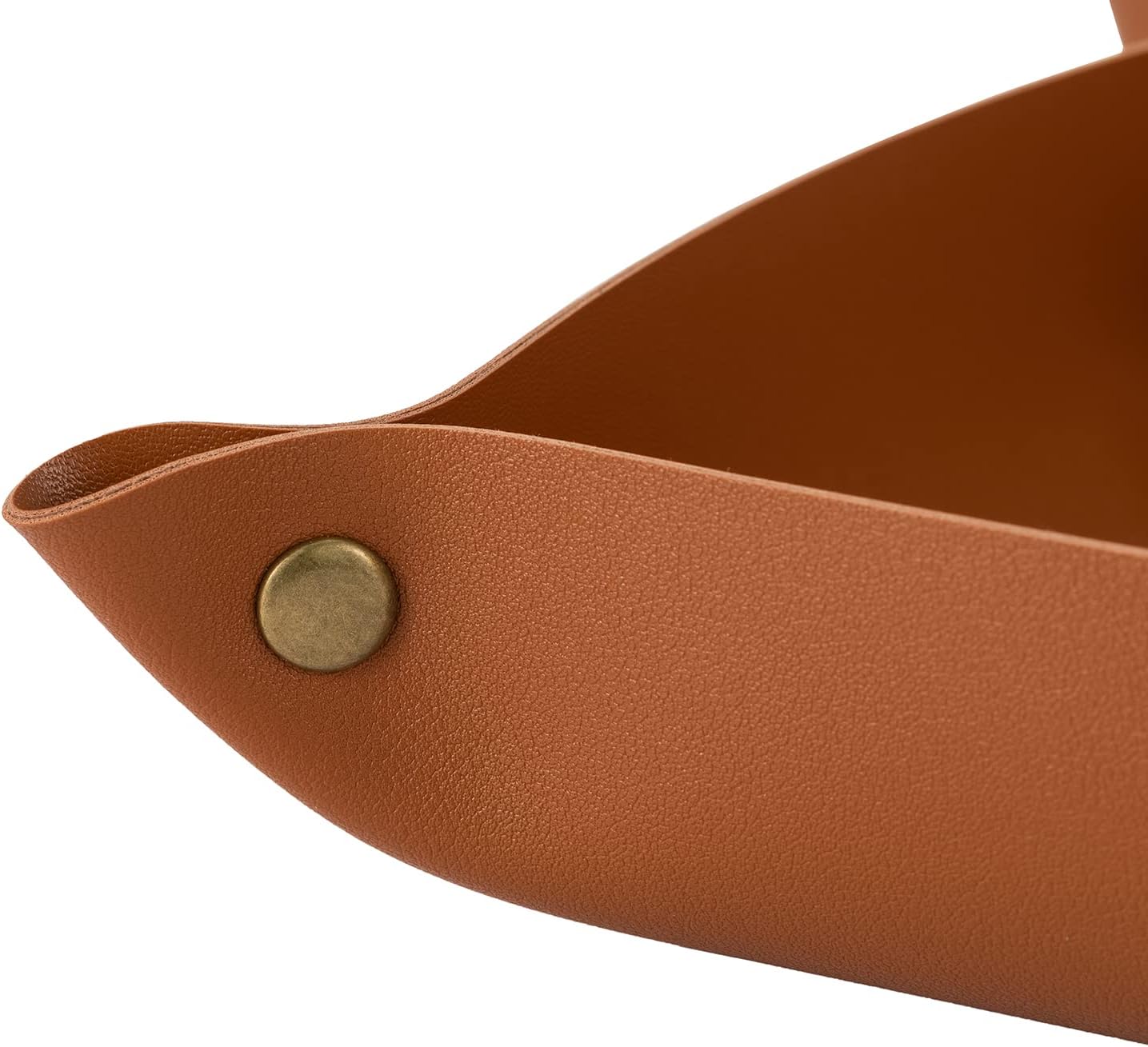 3 packs PU Leather Tray in 3 Sizes Jewelry Tray Glossy Leather Desk Organizer Leather / Brown