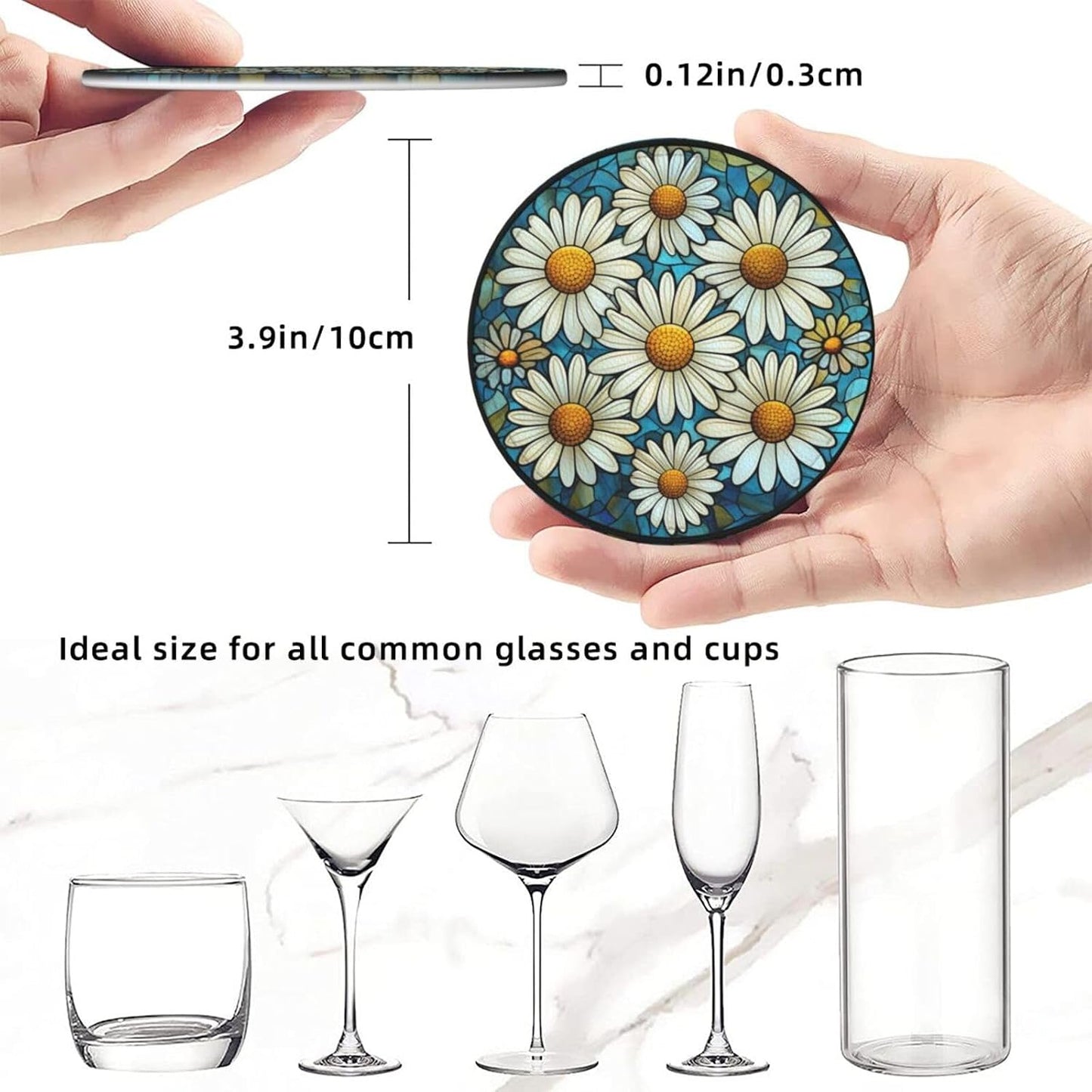 Holder / Coasters for Drinks / Daisy / Set of 6