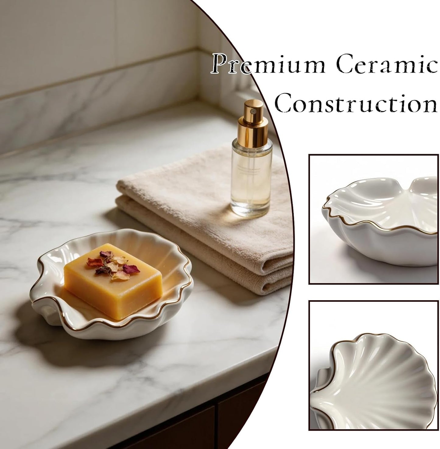 Ceramic Soap Dishes for Bar Soap / Gold