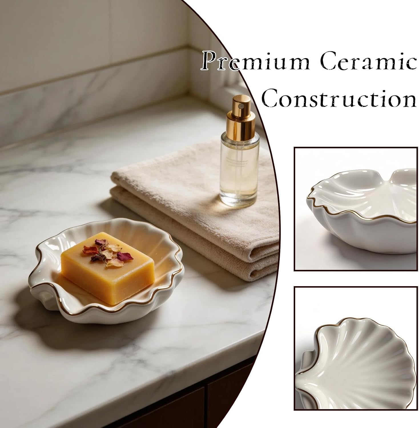Ceramic Soap Dishes for Bar Soap / Gold