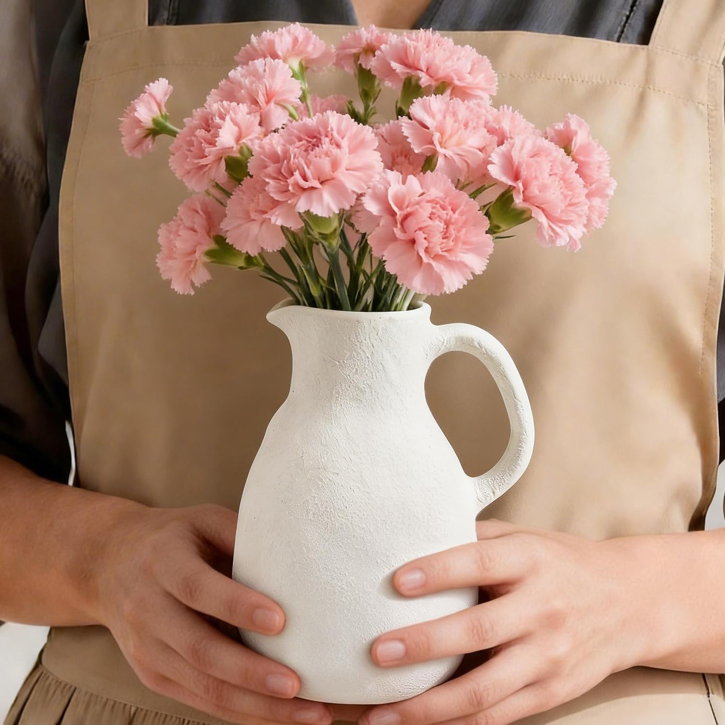 Ceramic Flower Vase Farmhouse Vase / White / 8 Inch