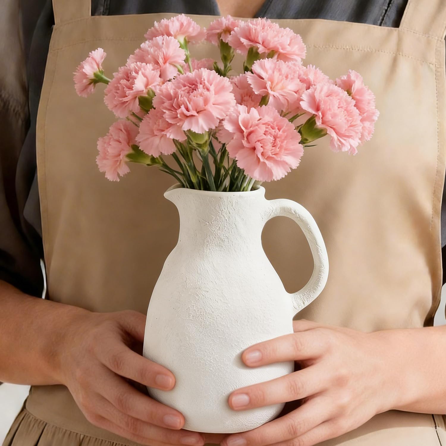 Ceramic Flower Vase Farmhouse Vase / White / 8 Inch