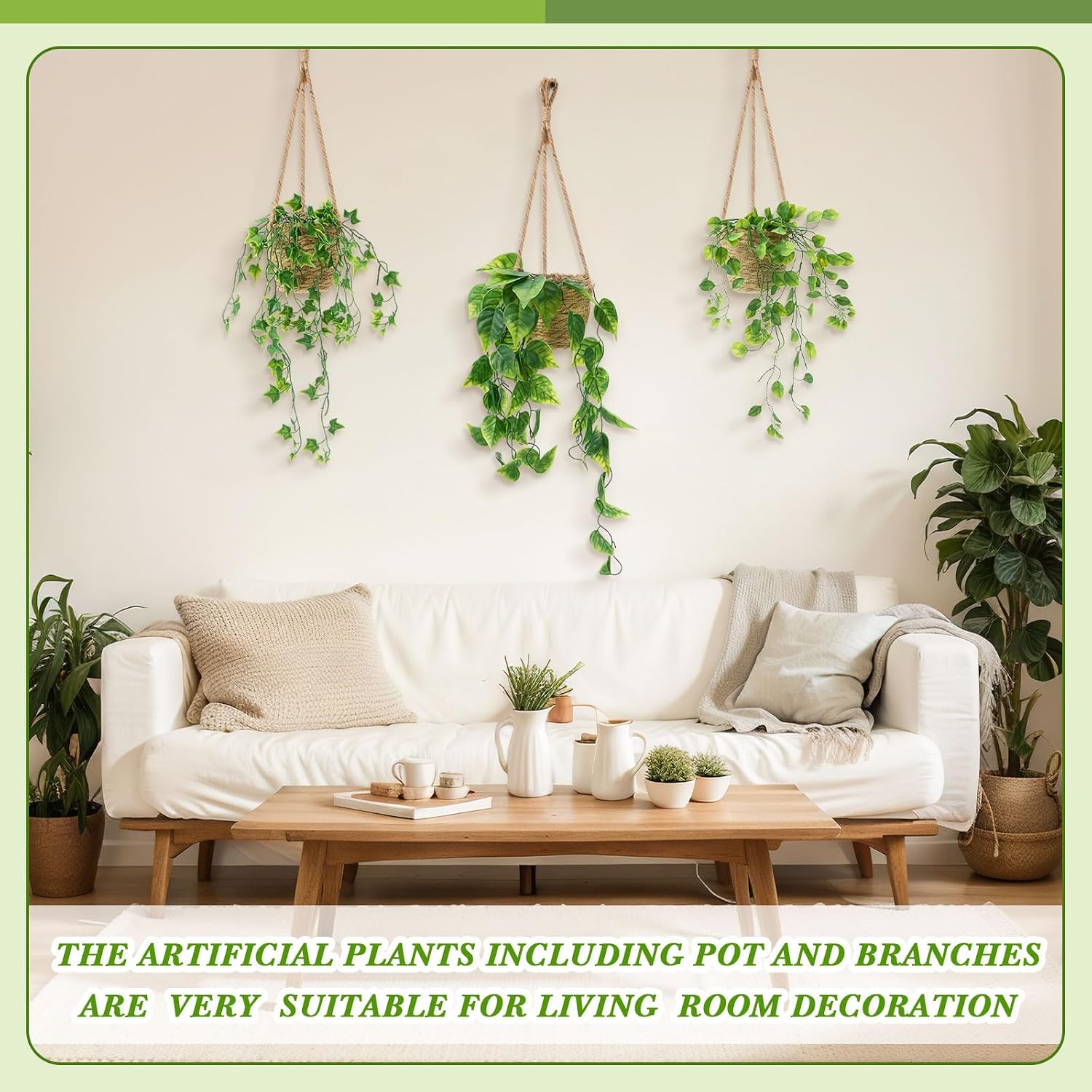 Woven Basket Boho Artificial Ivy Faux Vines Eucalyptus Leaf / Round Radish Leaf / Set of 6