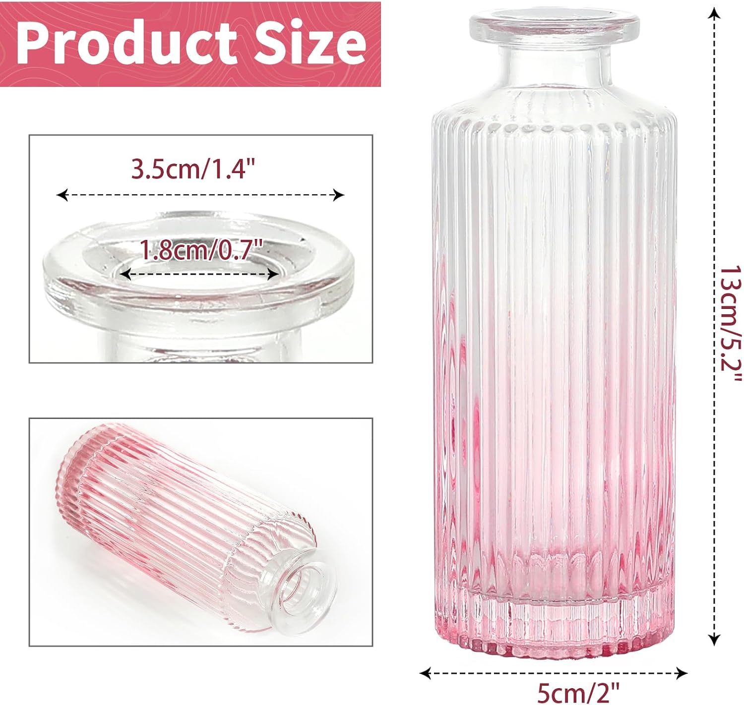 Glass Bud Vases / Pink / Set of 20