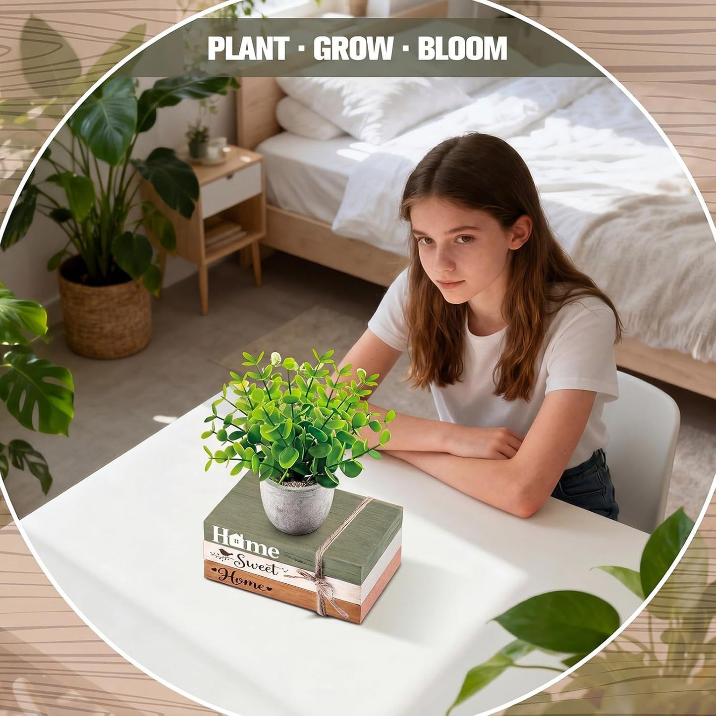 Fake Eucalyptus Pot Plant Home Sweet Home Decoration Farmhouse Tiered Tray / Classic / Set of 4