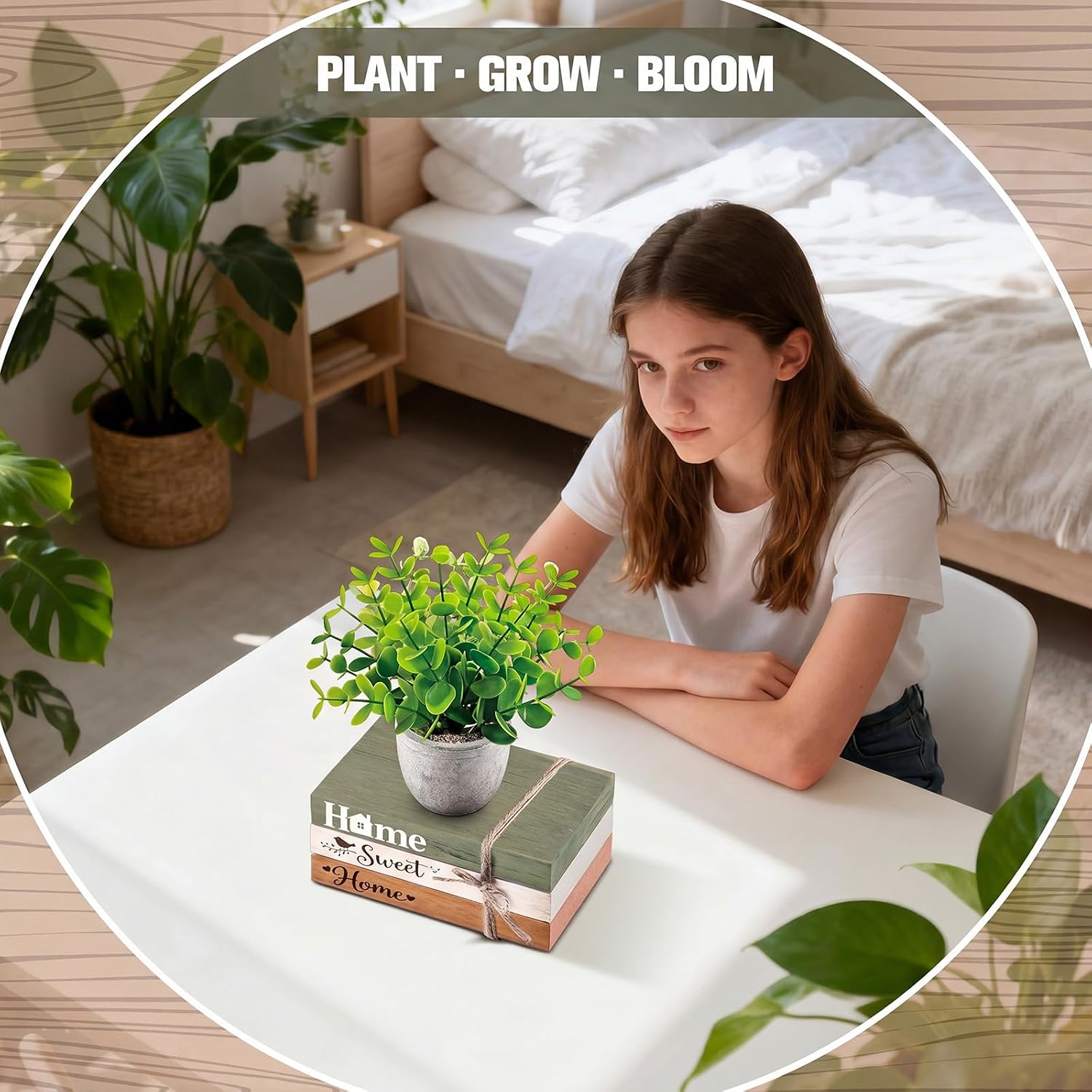 Fake Eucalyptus Pot Plant Home Sweet Home Decoration Farmhouse Tiered Tray / Classic / Set of 4