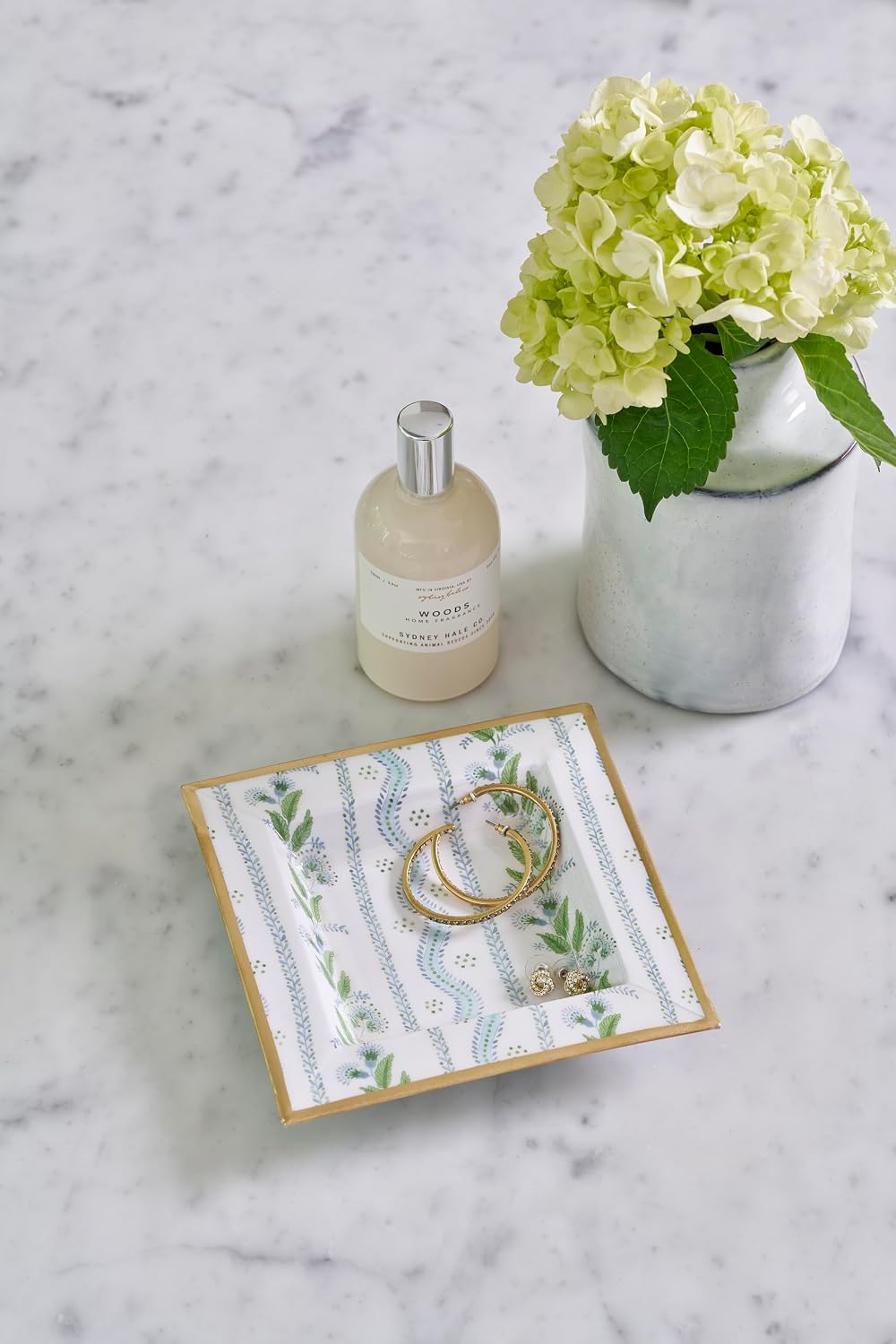 Jewelry Tray / Catch All Tray / Botanical Floral / Square / Blue