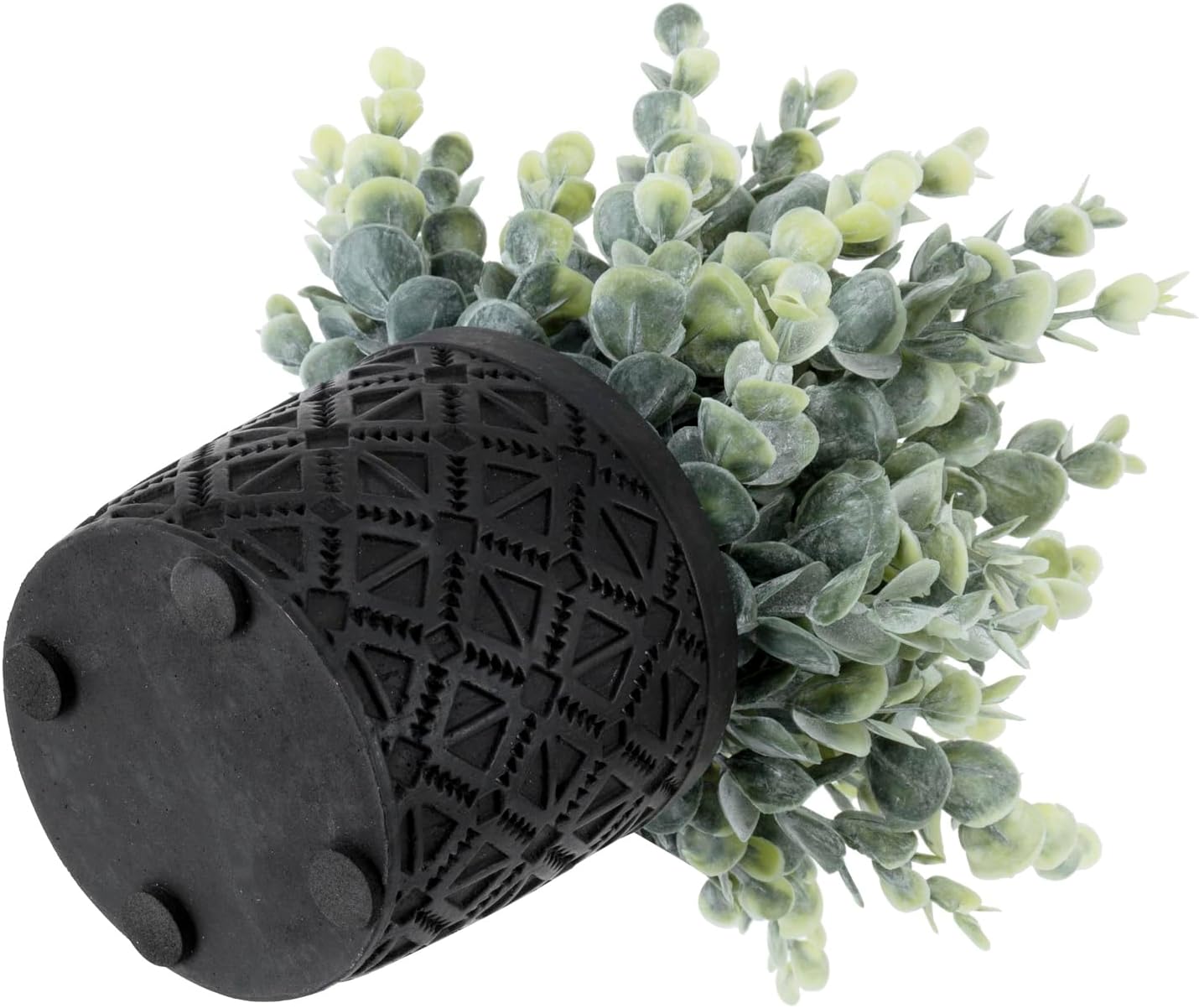 Artificial Eucalyptus Plant in Modern Gray Concrete Pots / Black