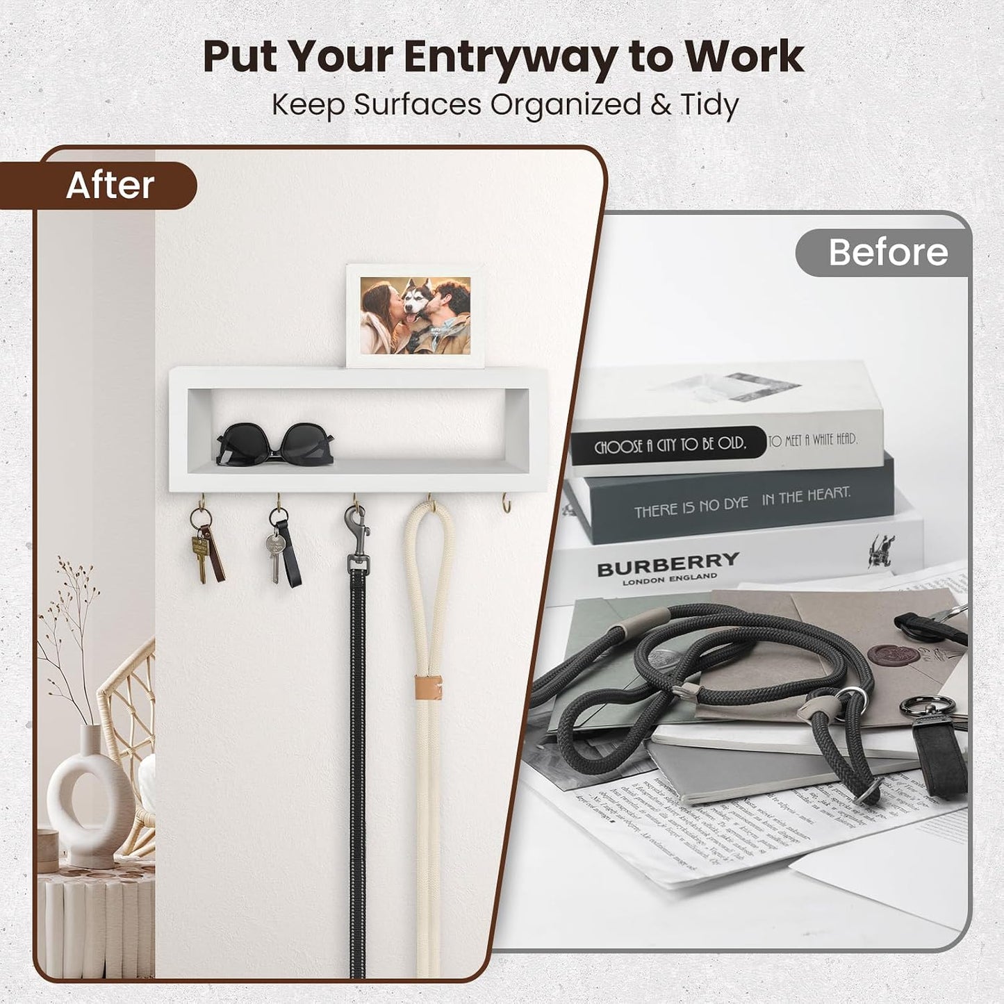 Hooks / Decorative Key and Wallet Holder / White