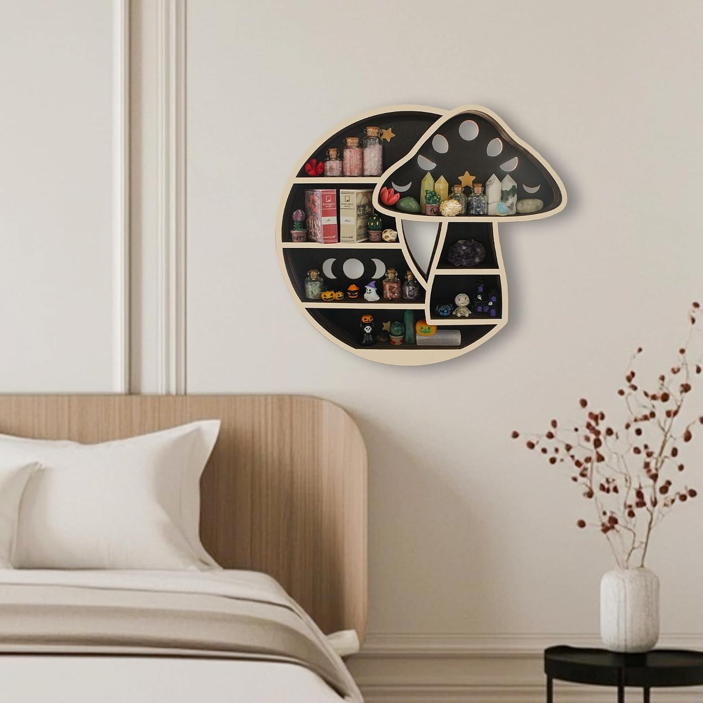 Wooden Mushroom Floating Shelves / Mushroom & Moon