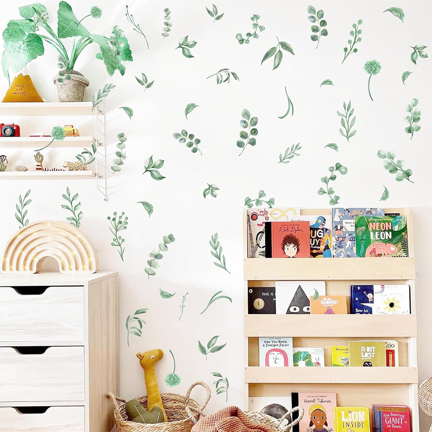 Leaves Wall Stickers Boho Leaves Wall Decals Watercolor Botanical Modern Wall / Leaf / Green