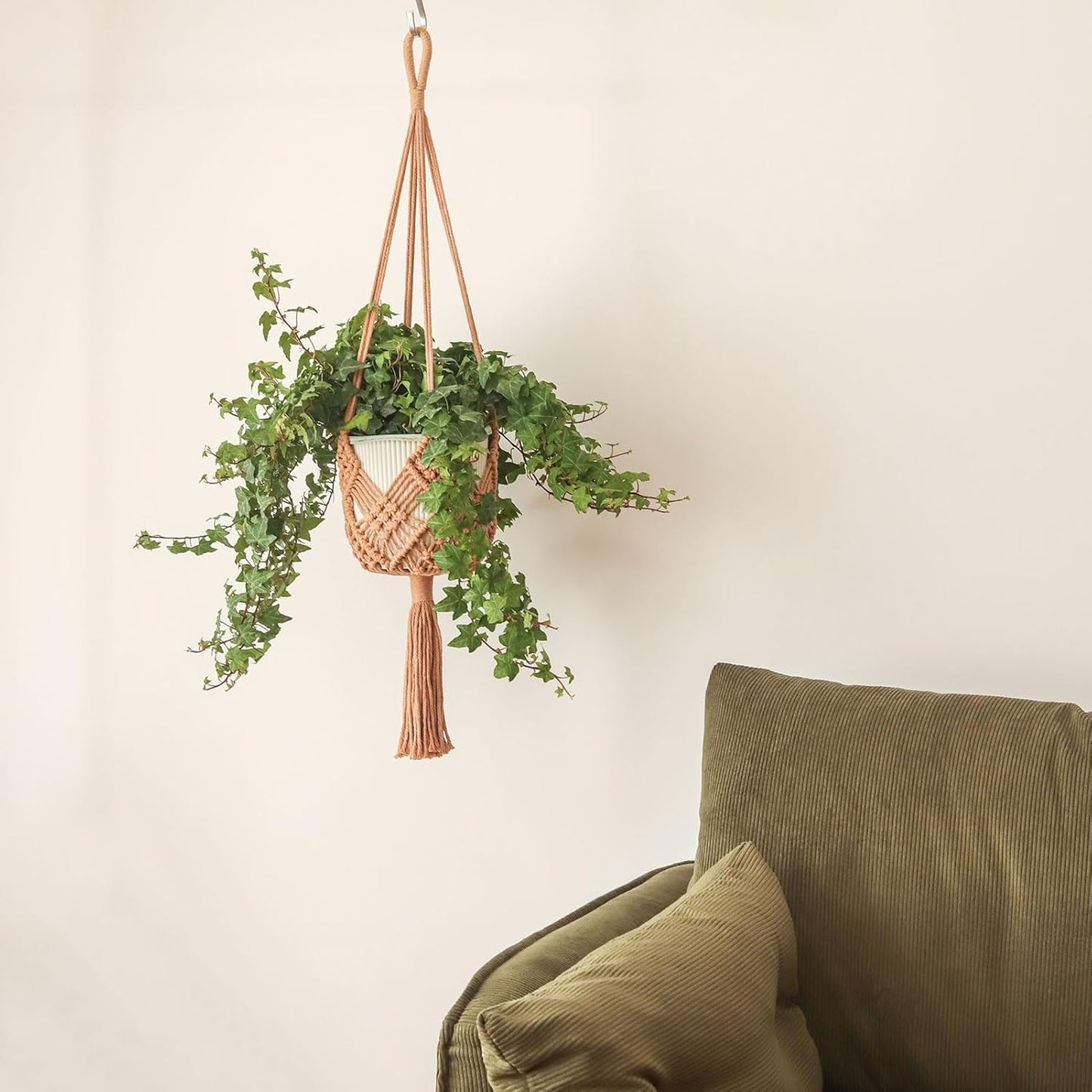 2Packs Macrame Plant Hangers Indoor Macrame for up to Pot Crochet Boho Plant / Caramel / 8 Inch