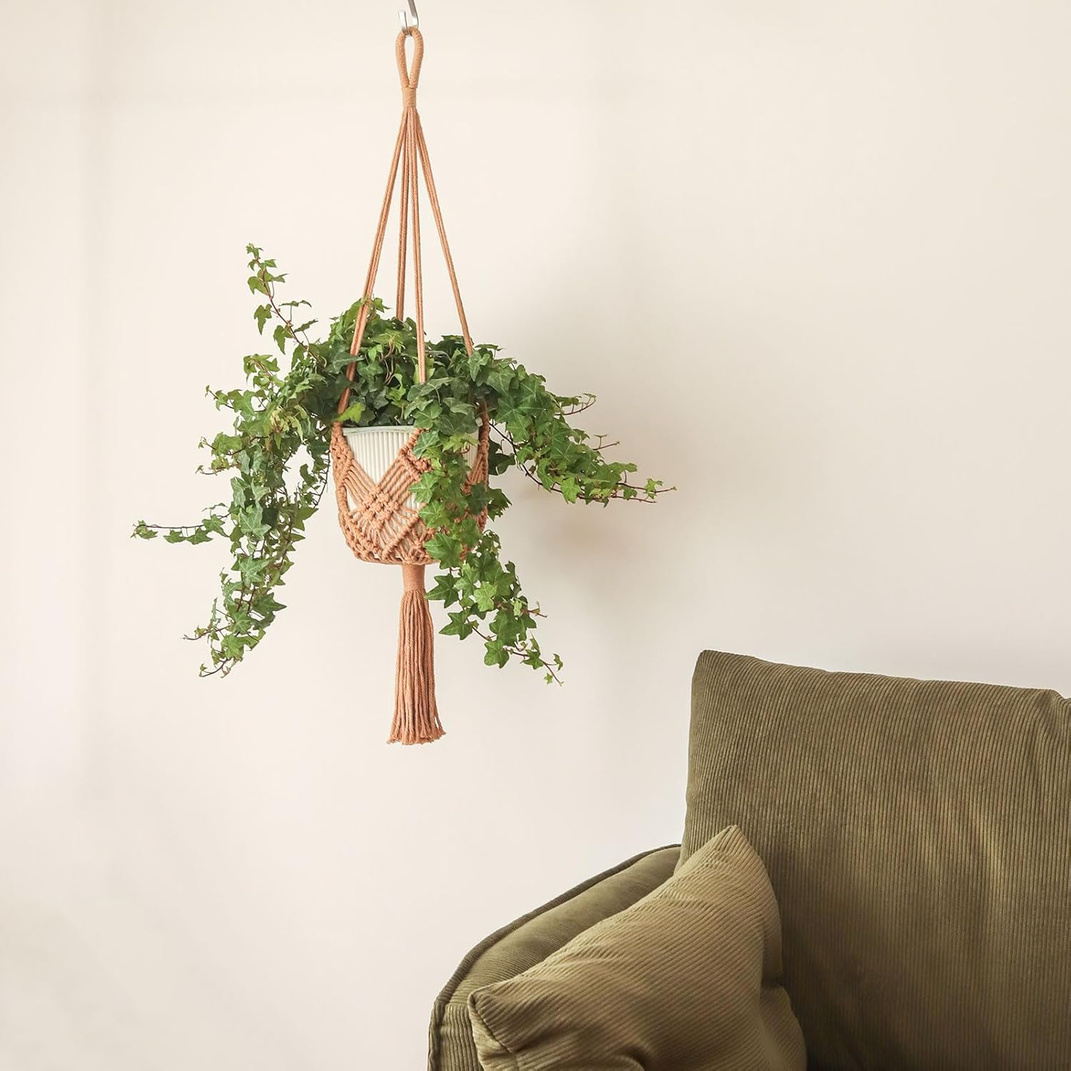 2Packs Macrame Plant Hangers Indoor Macrame for up to Pot Crochet Boho Plant / Caramel / 8 Inch