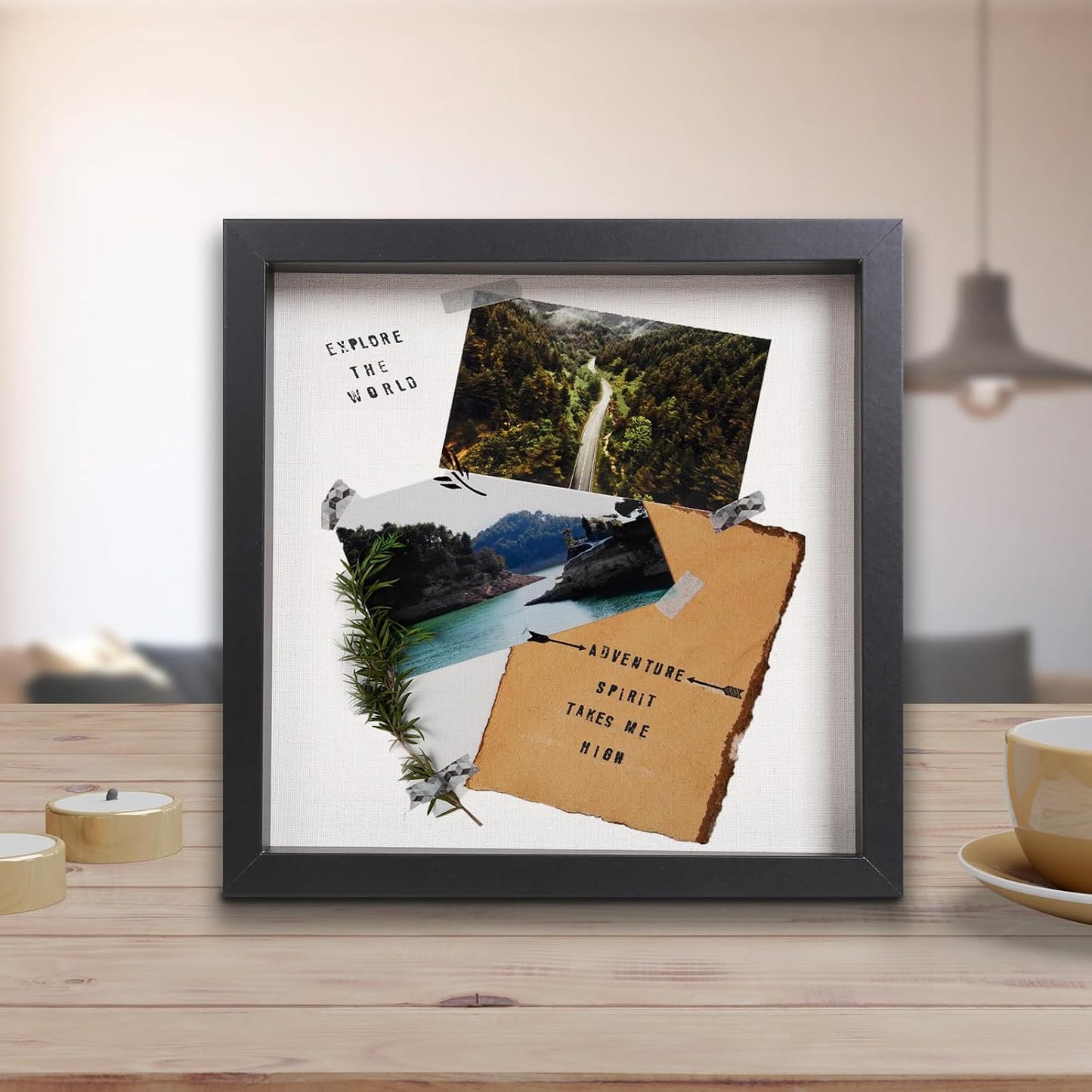 Elegant Deep Wood Shadow Box Frames - Set of 3 Black 10x10 Inch Display Cases with Real Glass and Linen Backboard