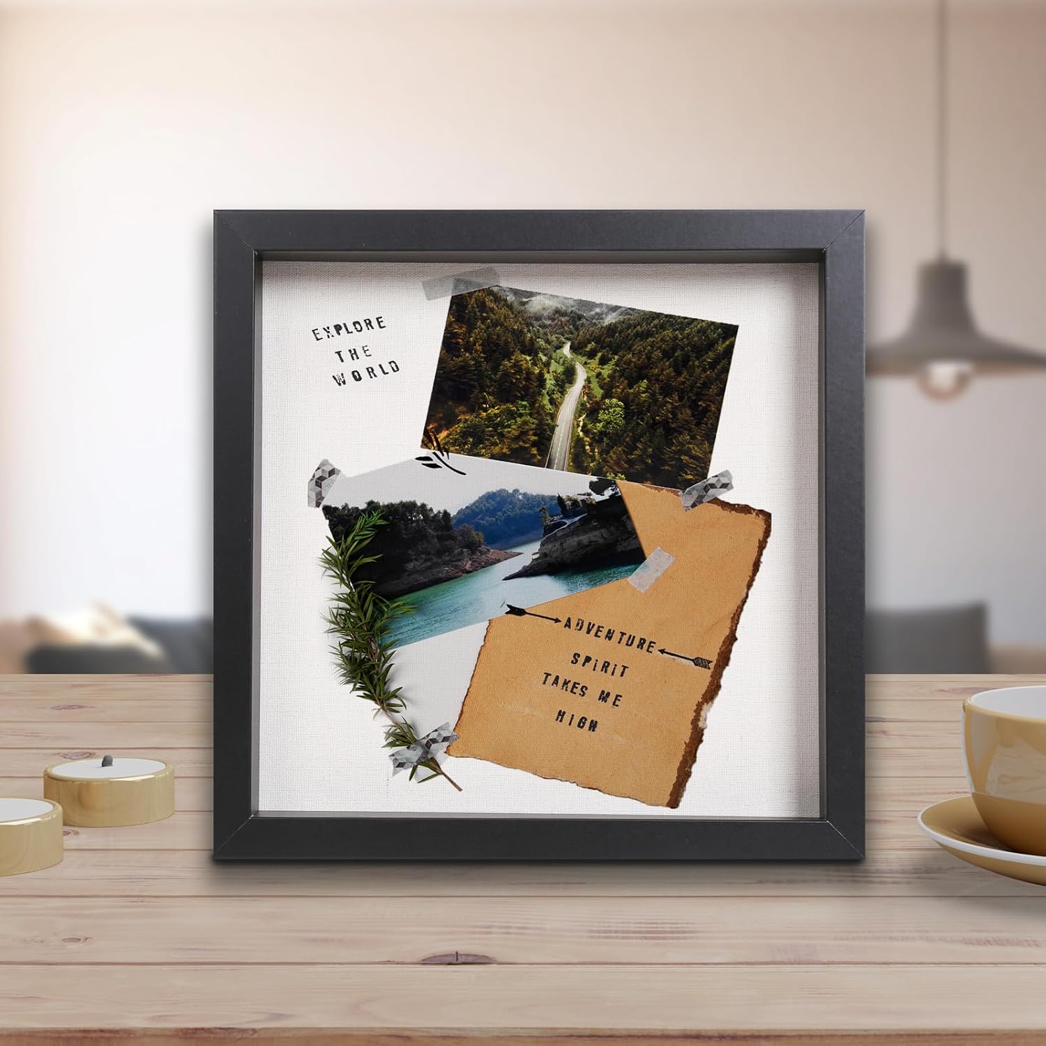 Elegant Deep Wood Shadow Box Frames - Set of 3 Black 10x10 Inch Display Cases with Real Glass and Linen Backboard