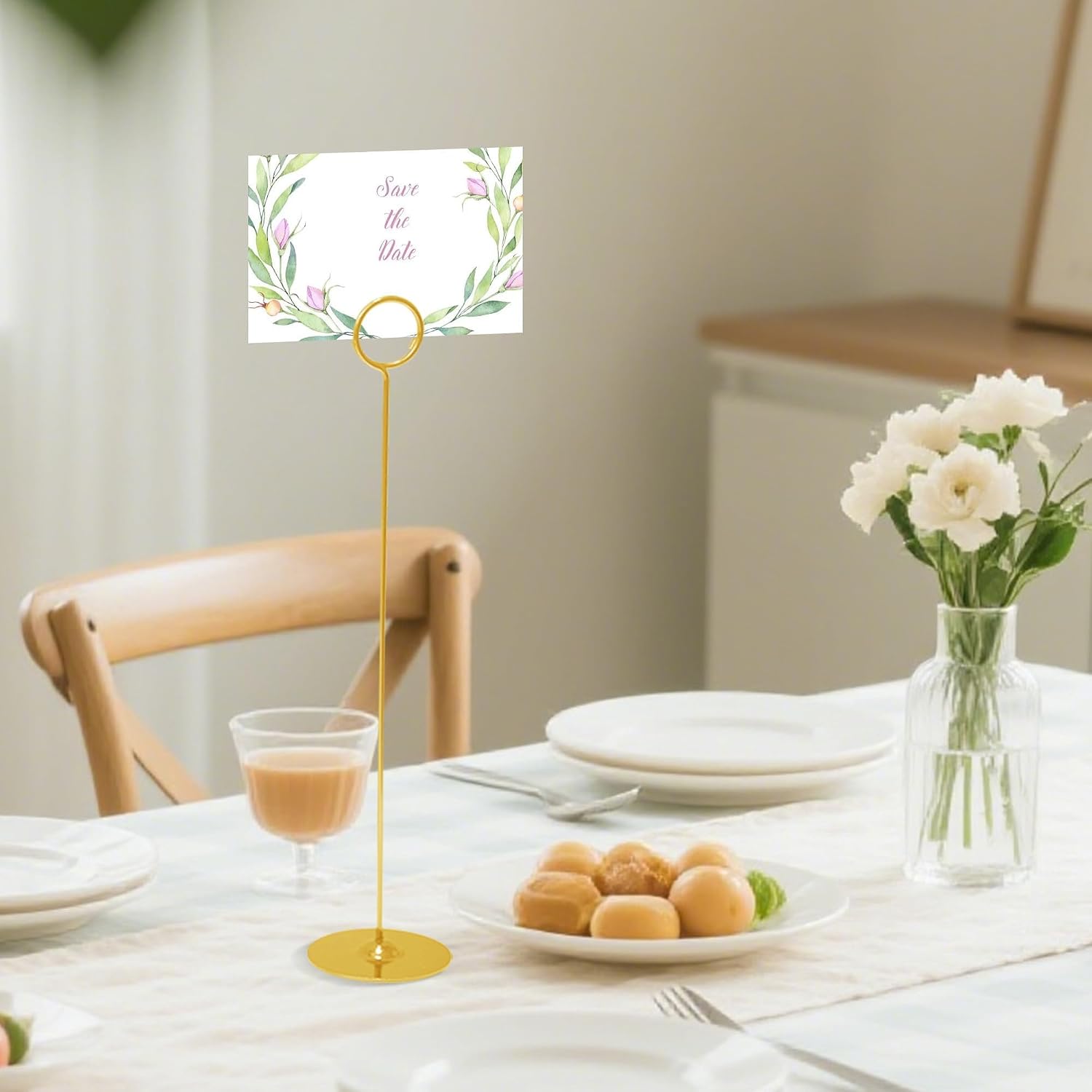 ERYTLLY 16PK Place Card Holders 12 Inch Table Number Holders Table Card Holders Steel Card Holders for