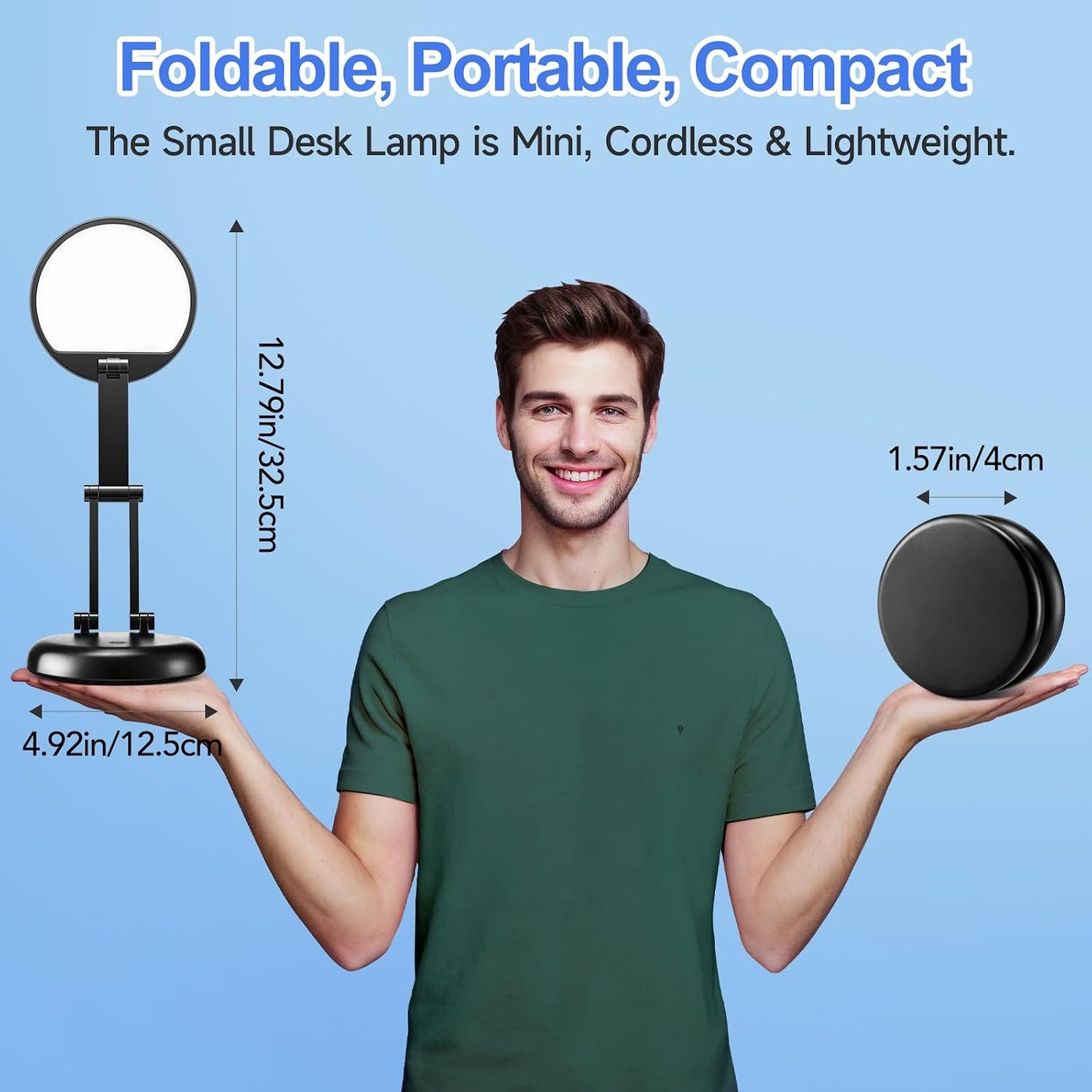 Desk Lamps for Home Office Rechargeable 3600mAh, Foldable+Portable Cordless Desk Light Small Table Lamp,Dimmable+9