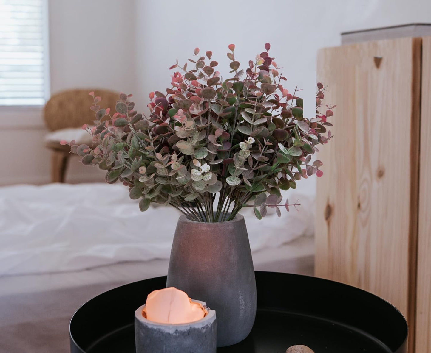 Faux Greenery Fake Dust Frosted Eucalyptus Branches Leaves / Dusty Mauve