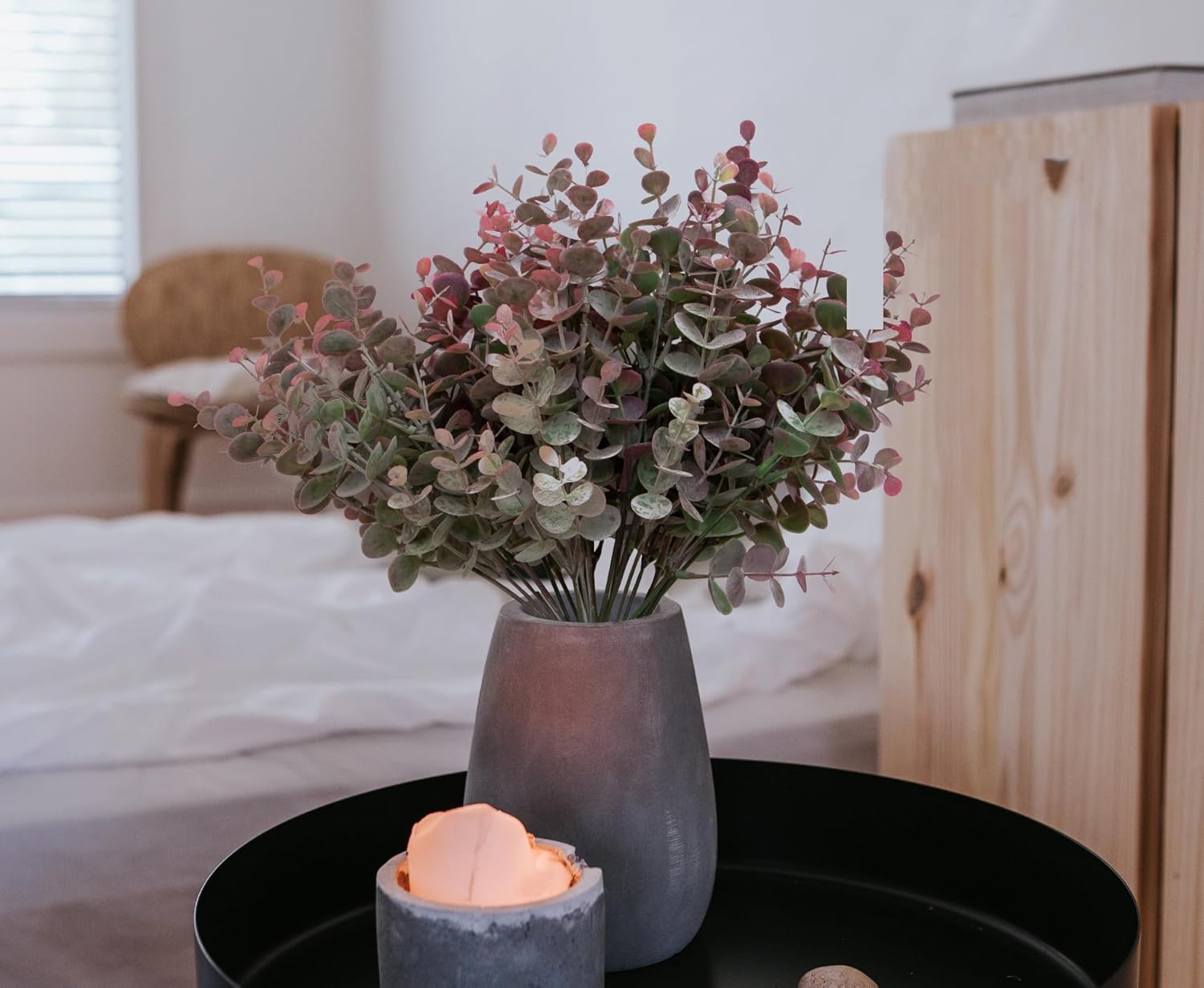 Faux Greenery Fake Dust Frosted Eucalyptus Branches Leaves / Dusty Mauve