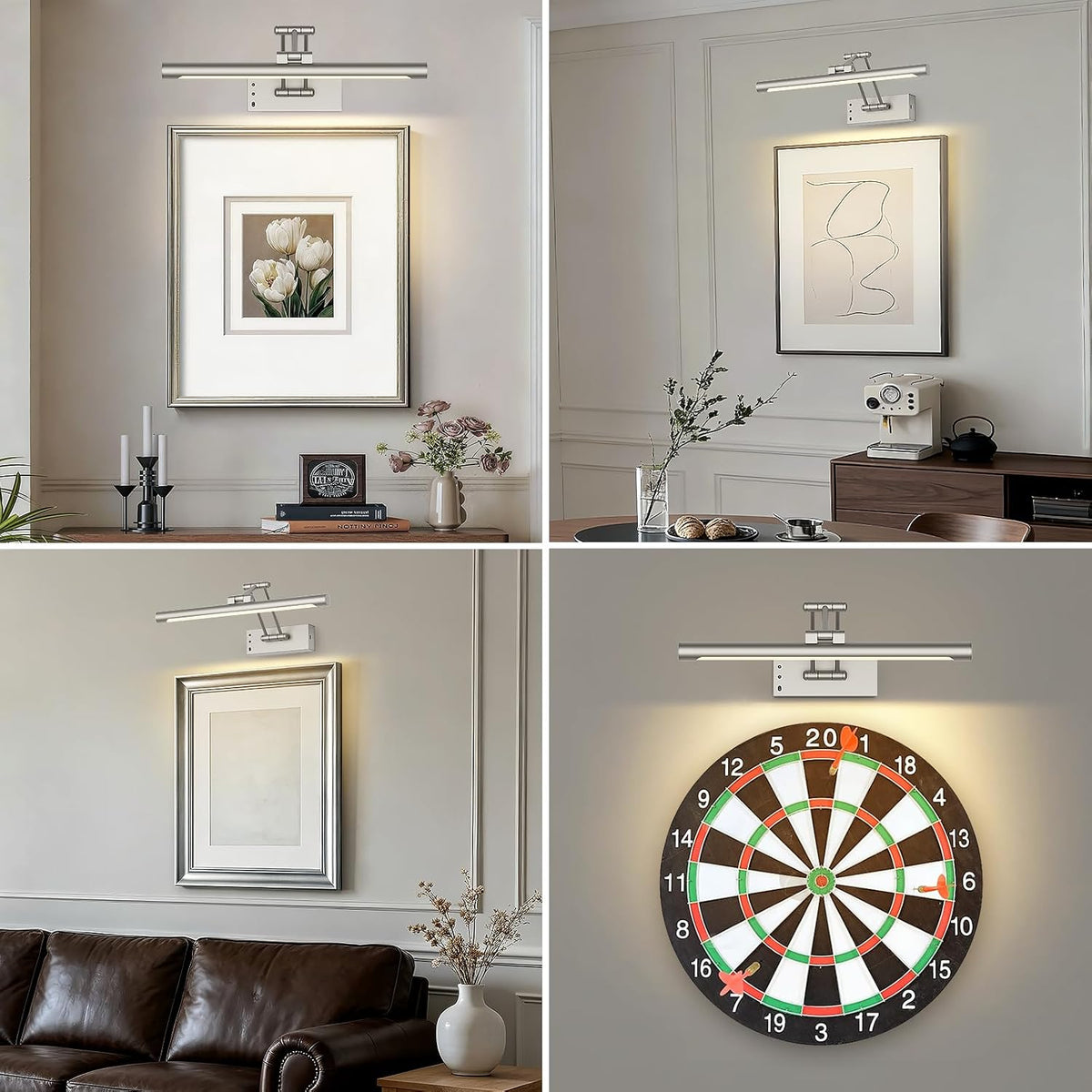Battery Operated Picture Light for Wall Wireless Art Light 15.75 Inch | Gallery Lights with Remote and Timer Brushed