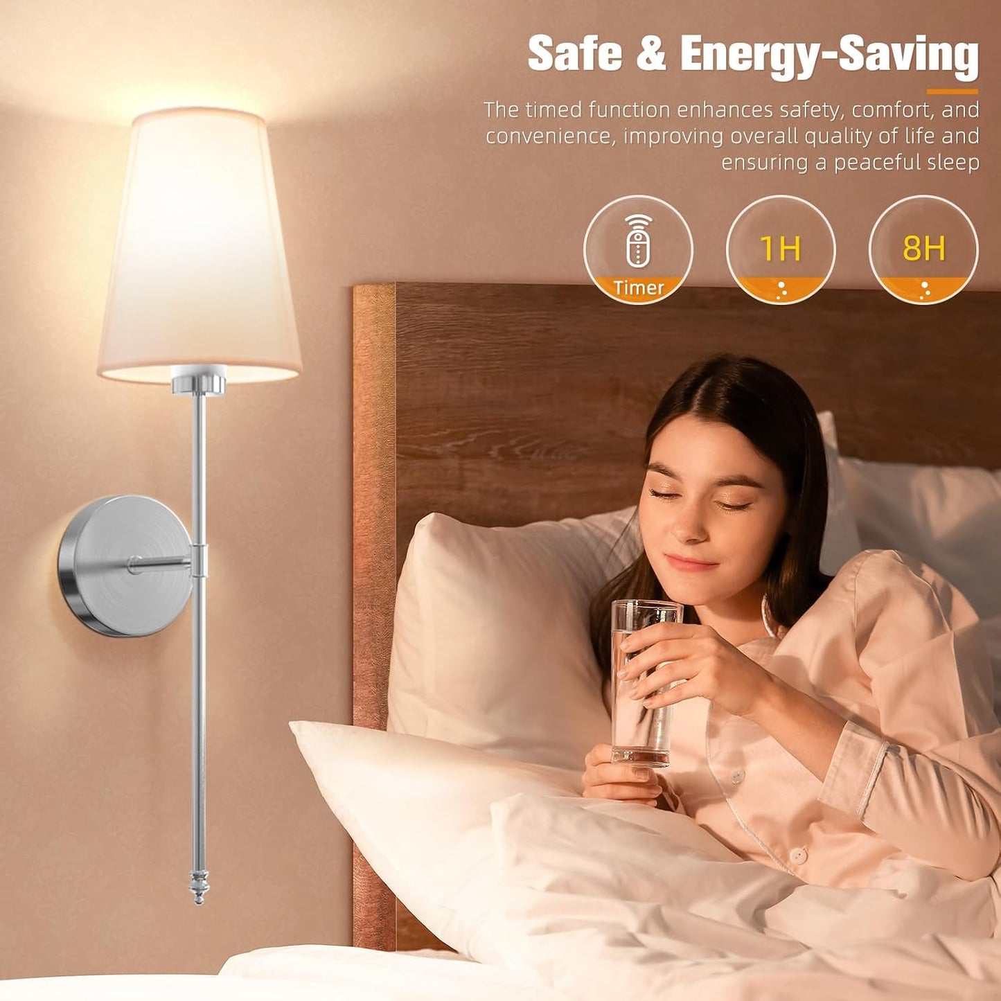 25.4 inch Brushed Nickel Battery Operated Wall Sconce Set of 2,Rechargeable Wall Lights with Dimmable Detachable Bulbs